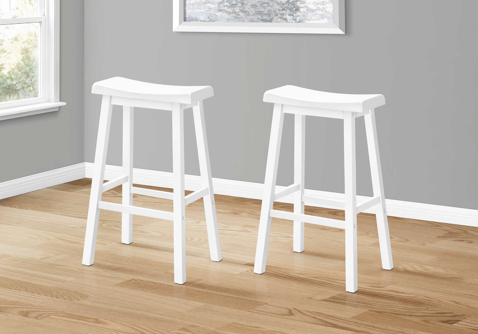 TABOURET DE BAR - 2PCS / 29"H / SIÈGE DE SELLE BLANC # I 1534