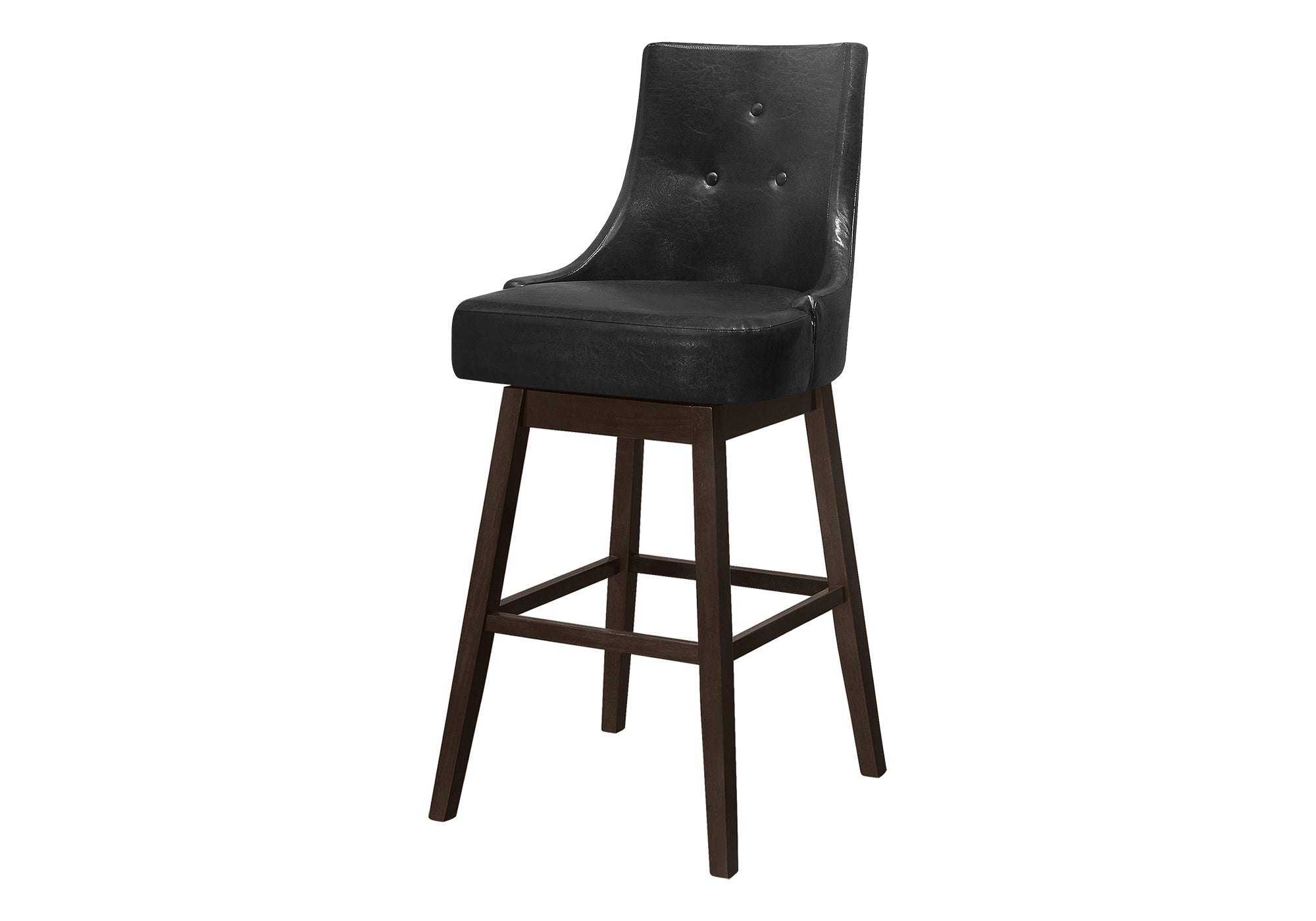 BARSTOOL - 2PCS / 46"H / BLACK LEATHER-LOOK / SWIVEL # I 1242