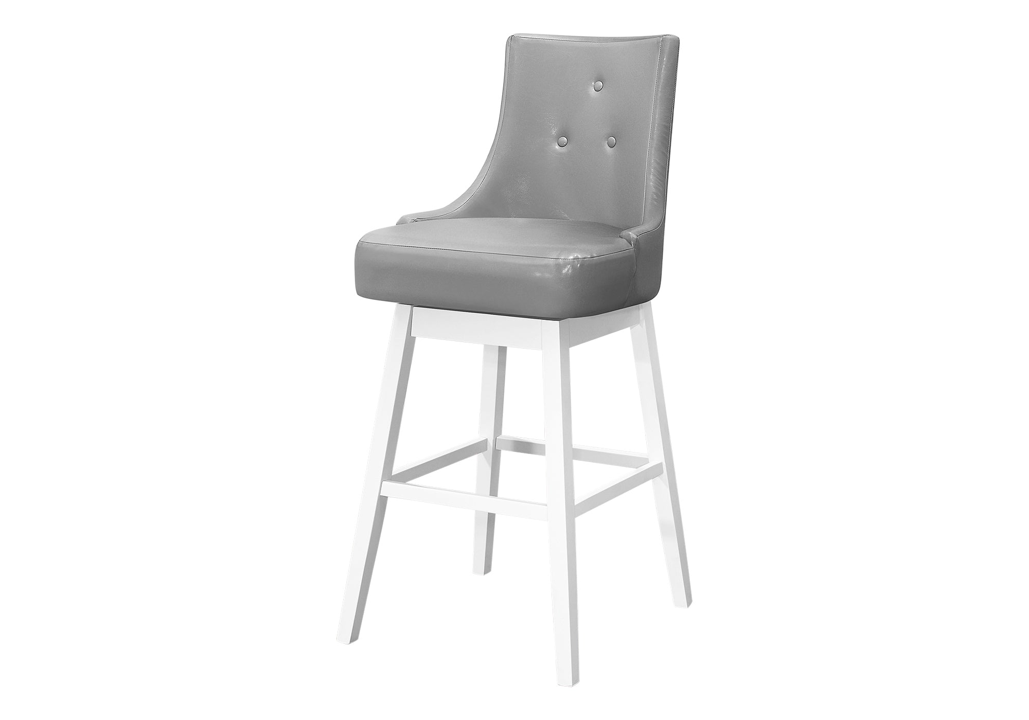 BARSTOOL - 2PCS / 46"H / GREY LEATHER-LOOK / SWIVEL # I 1243