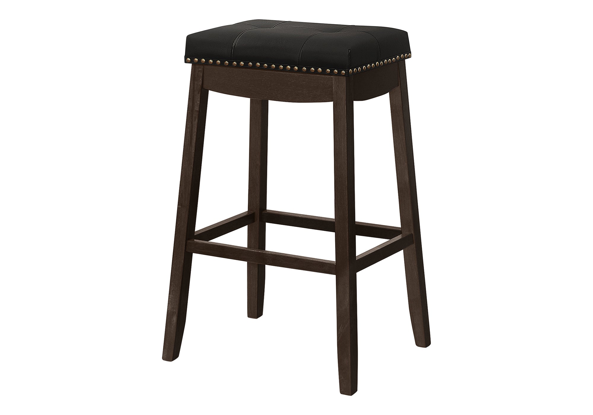 TABOURET DE BAR - 2PCS / 29"H / SIMILI-CUIR NOIR / ESPRESSO # I 1260