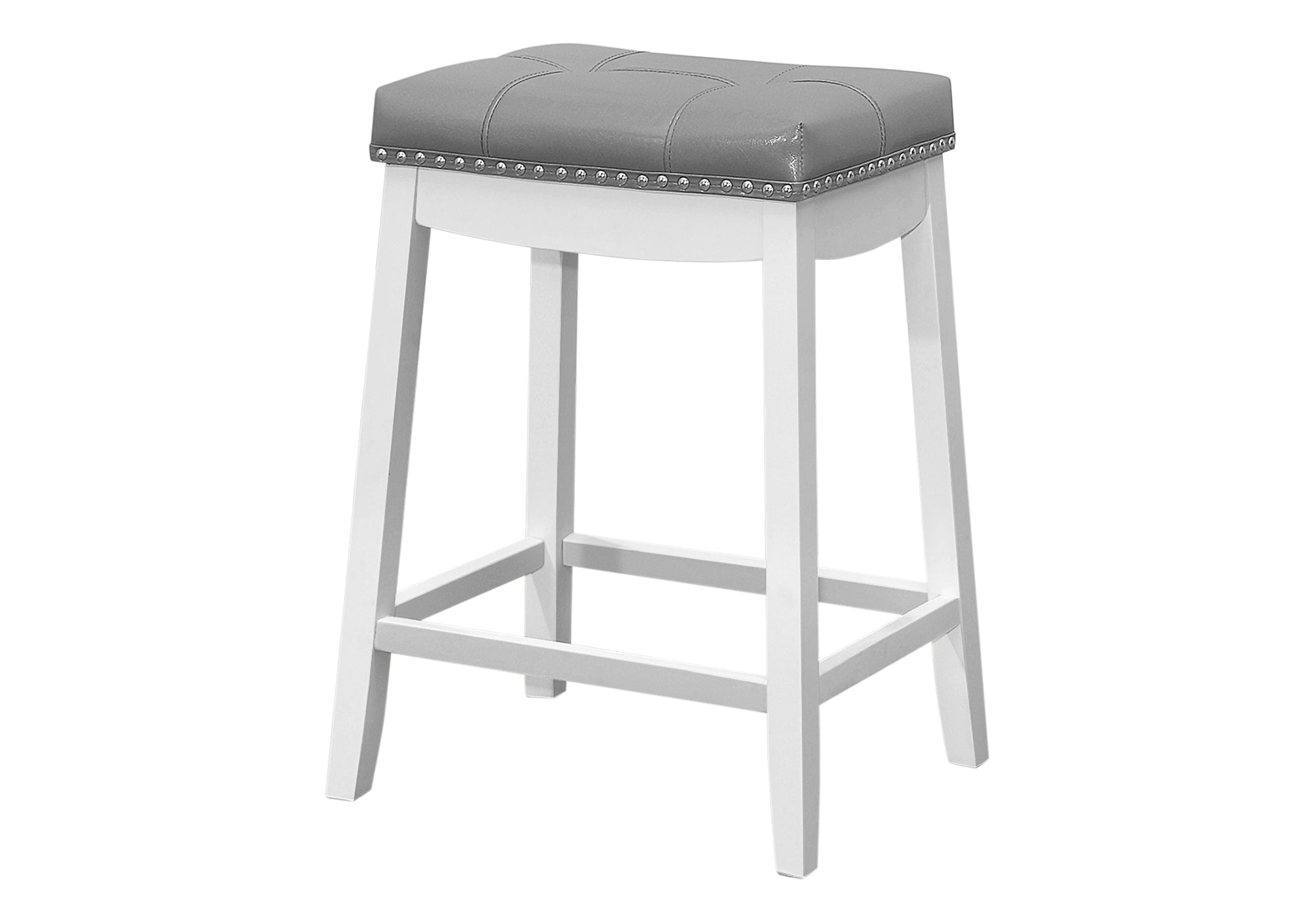 TABOURET DE BAR - 2PCS / 24"H / SIMILI-CUIR GRIS / BLANC # I 1263