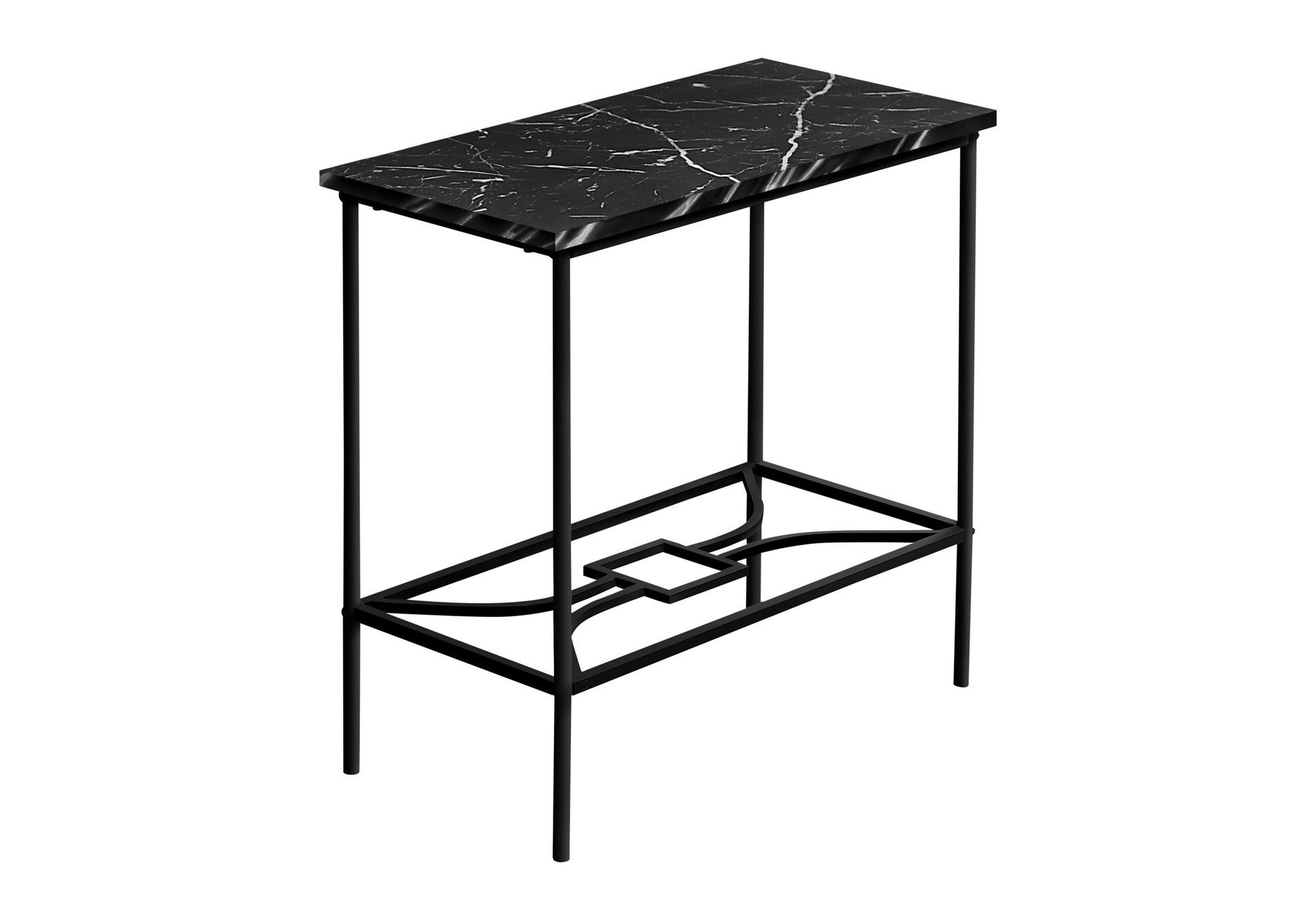 TABLE D'APPOINT - 22"H / MARBRE NOIR / MÉTAL NOIR #I 2074