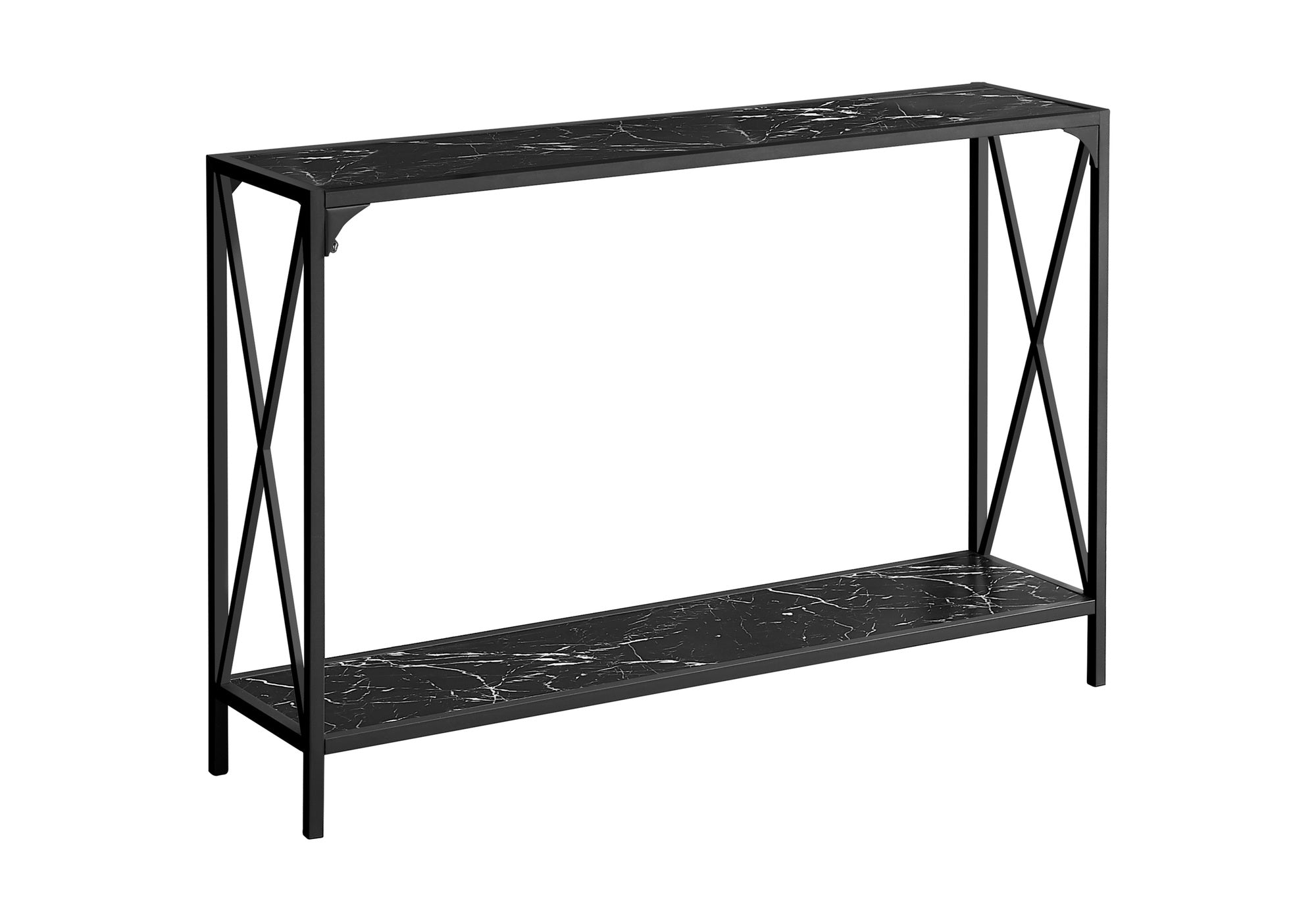 ACCENT TABLE - 48"L / BLACK MARBLE / BLACK HALL CONSOLE #I 2126