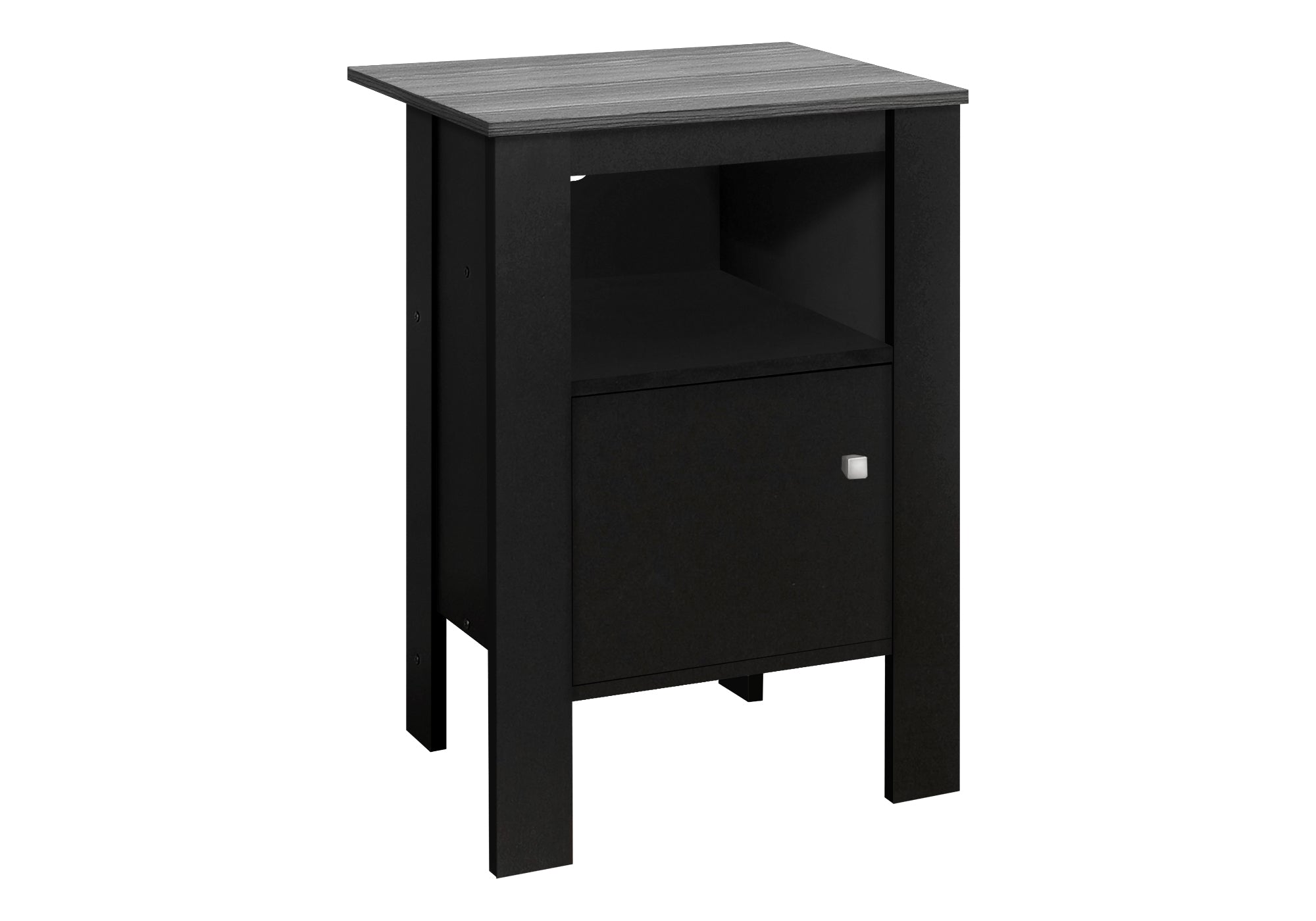 NIGHTSTAND - BLACK / GREY TOP NIGHT STAND WITH STORAGE #I 2134