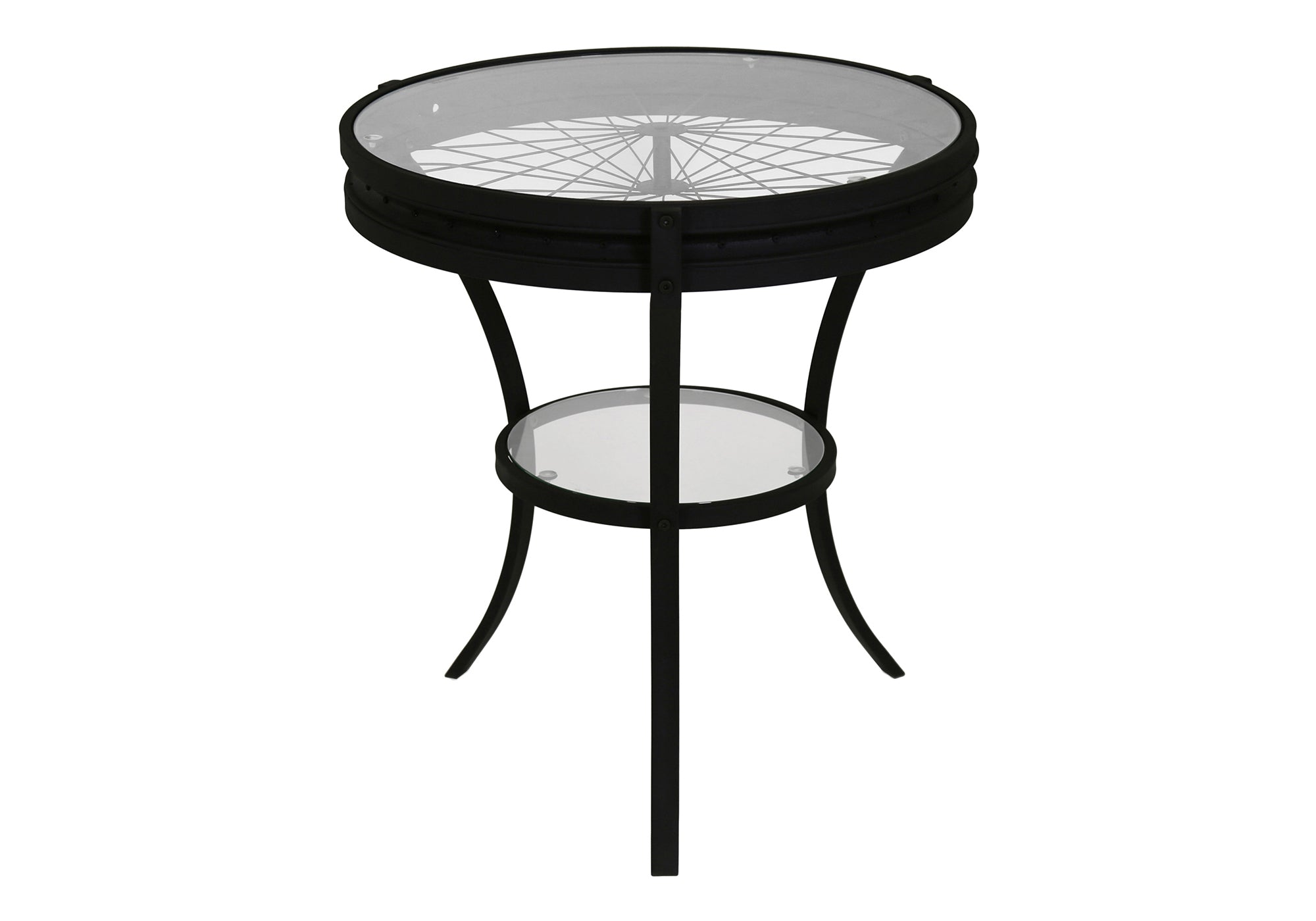 TABLE D'APPOINT - 22"DIA / NOIR AVEC VERRE TREMPÉ #I 2140