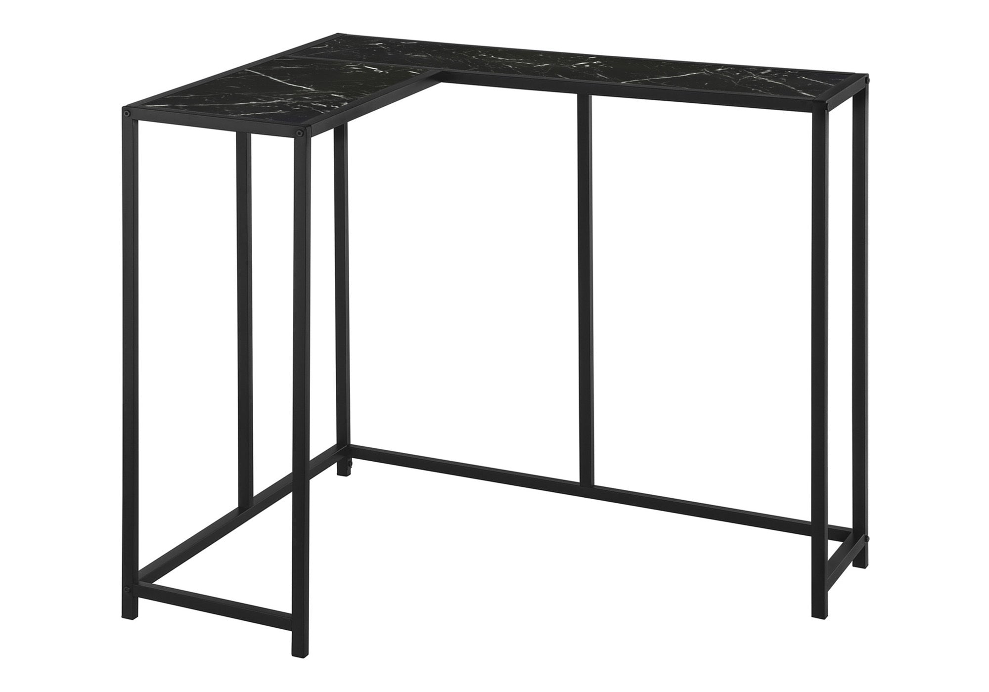 ACCENT TABLE - 36"L / BLACK MARBLE / BLACK CORNER CONSOLE #I 2158