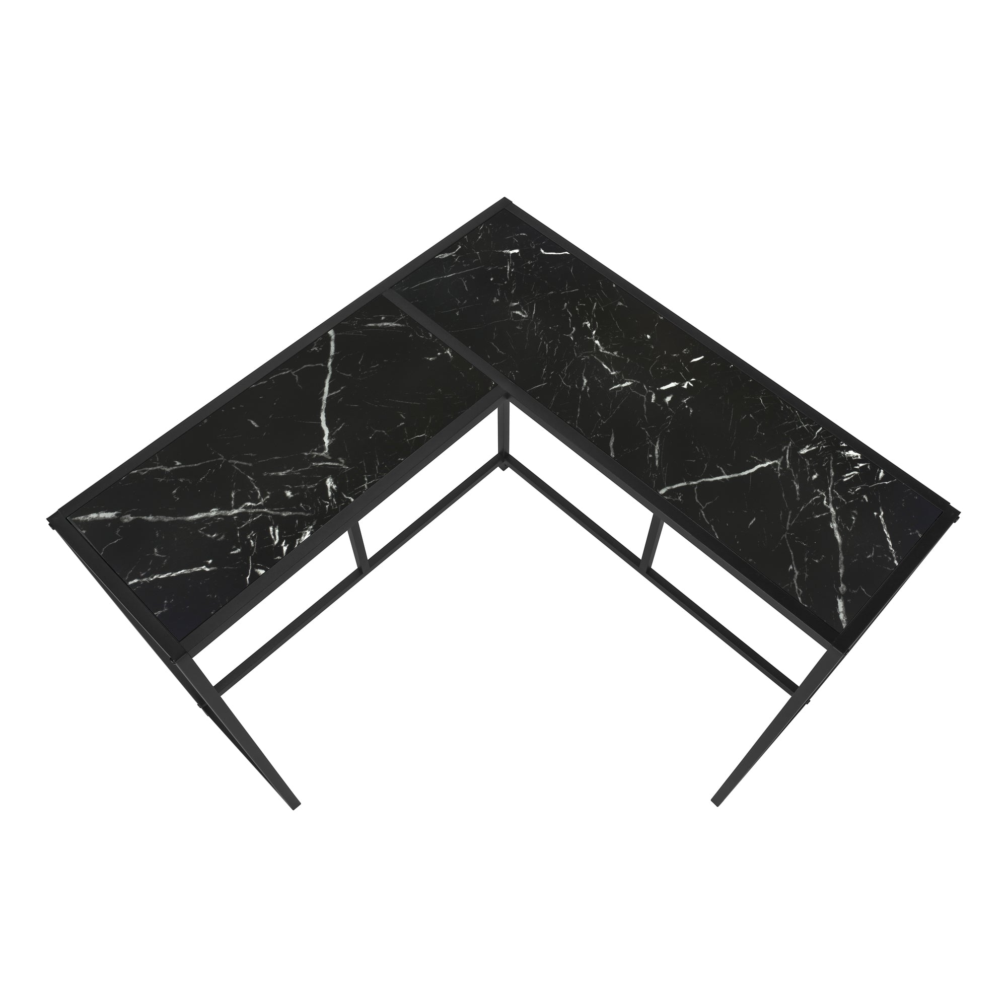 ACCENT TABLE - 36"L / BLACK MARBLE / BLACK CORNER CONSOLE #I 2158