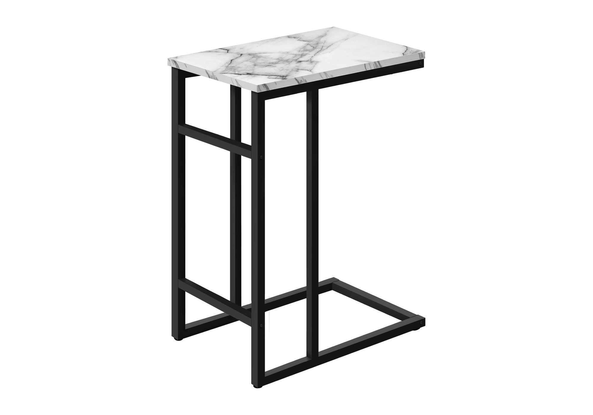 NIGHTSTAND - 24"H / WHITE MARBLE / BLACK METAL #I 2173