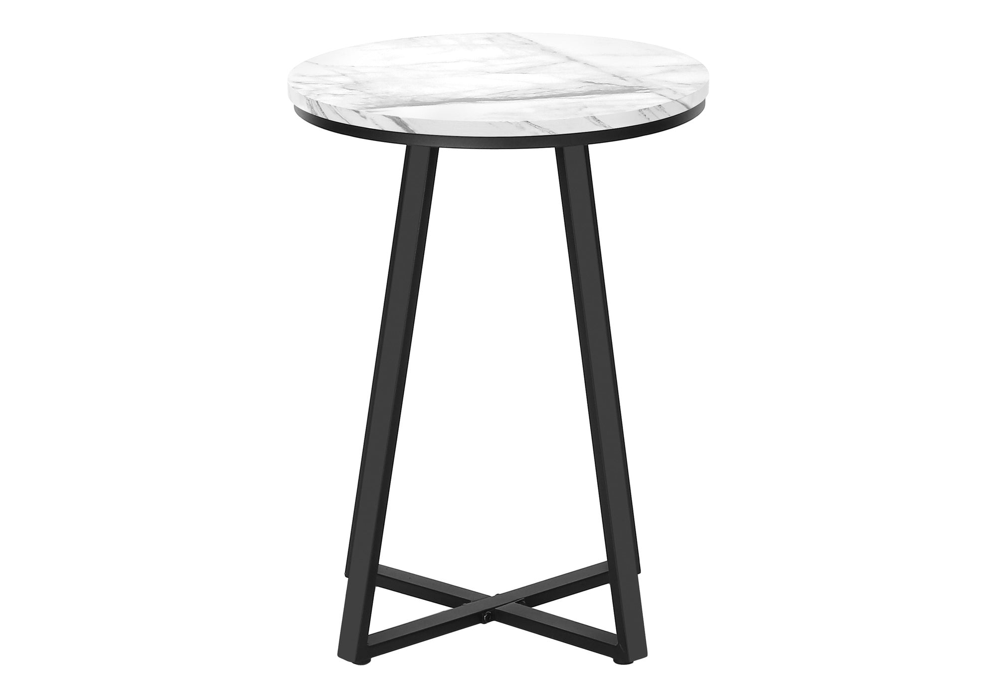 TABLE D'APPOINT - 22"H / MARBRE BLANC / MÉTAL NOIR #I 2178