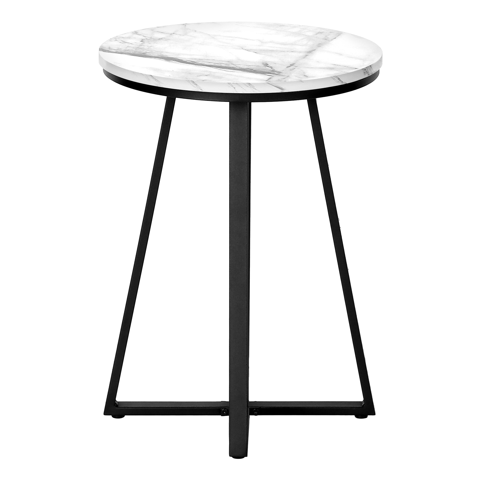 NIGHTSTAND - 22"H / WHITE MARBLE / BLACK METAL #I 2178