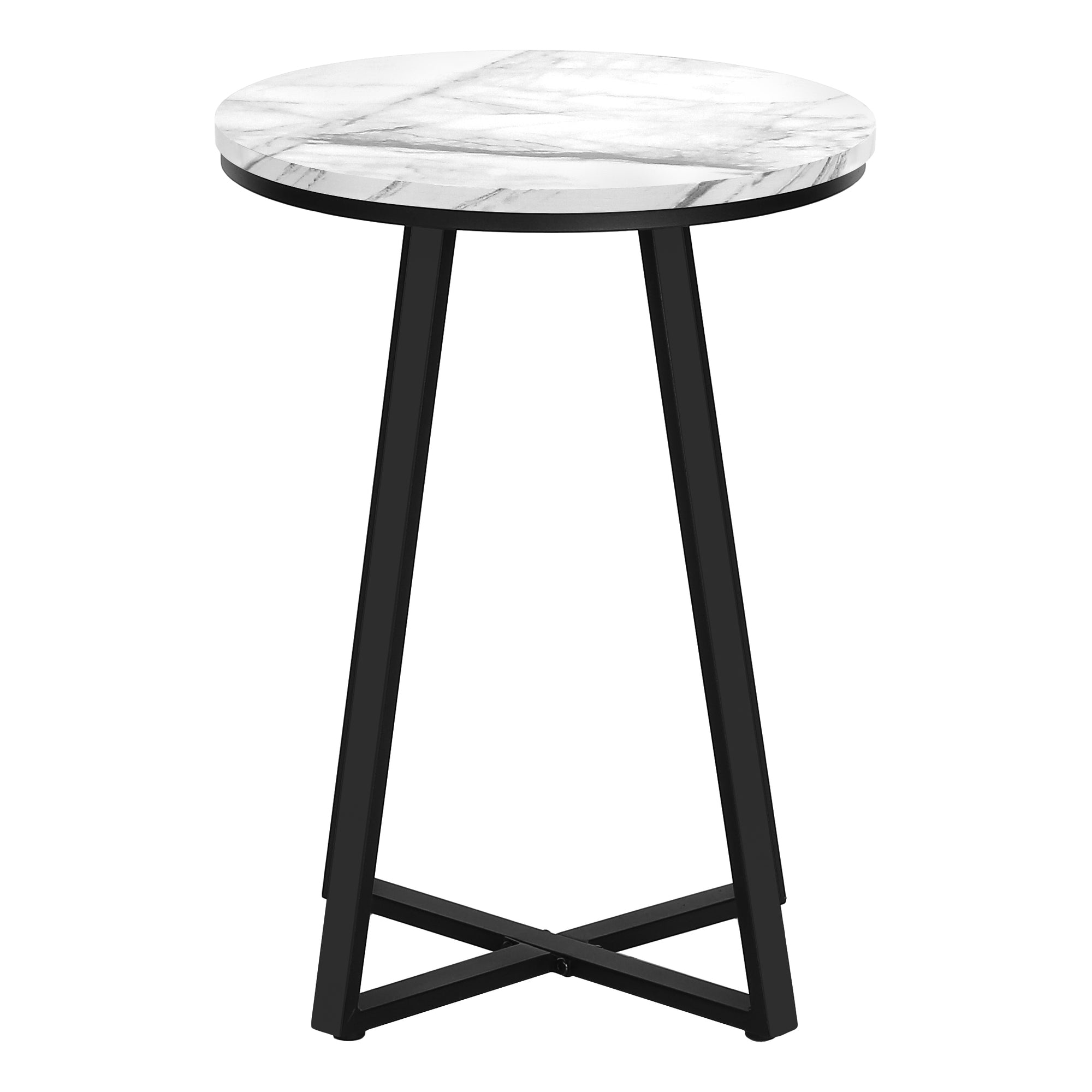 TABLE D'APPOINT - 22"H / MARBRE BLANC / MÉTAL NOIR #I 2178