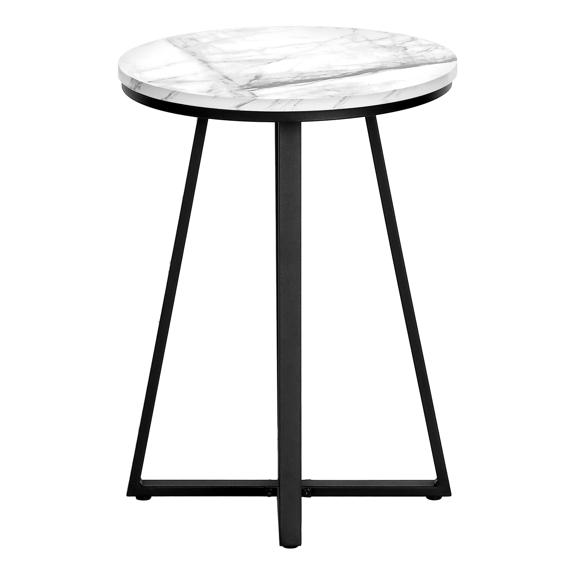 NIGHTSTAND - 22"H / WHITE MARBLE / BLACK METAL #I 2178