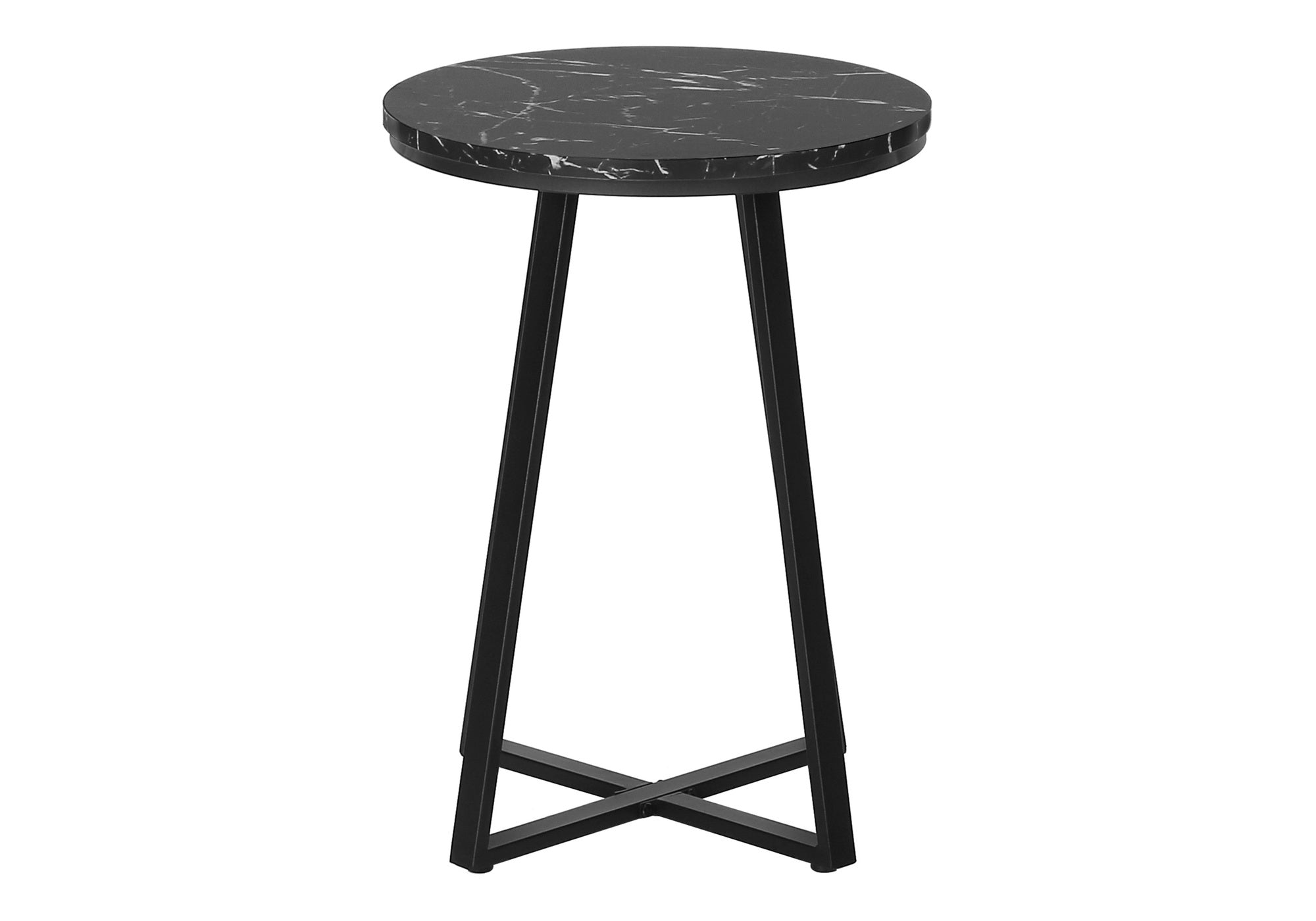 TABLE D'APPOINT - 22"H / MARBRE NOIR / MÉTAL NOIR #I 2179