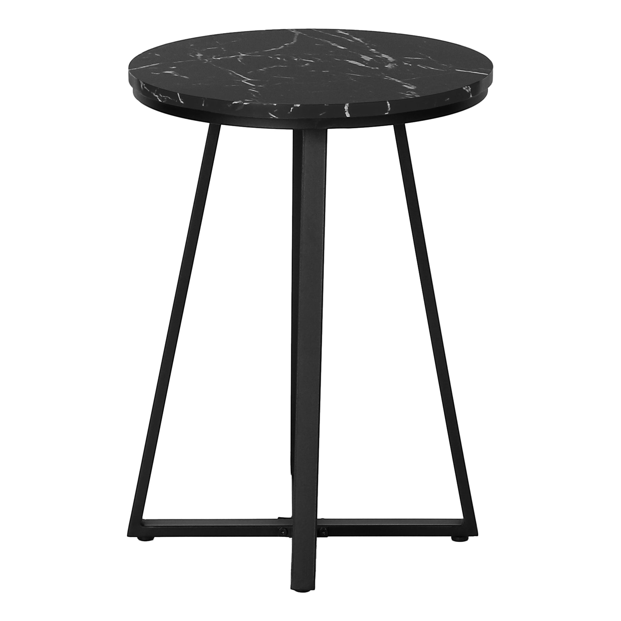 TABLE D'APPOINT - 22"H / MARBRE NOIR / MÉTAL NOIR #I 2179