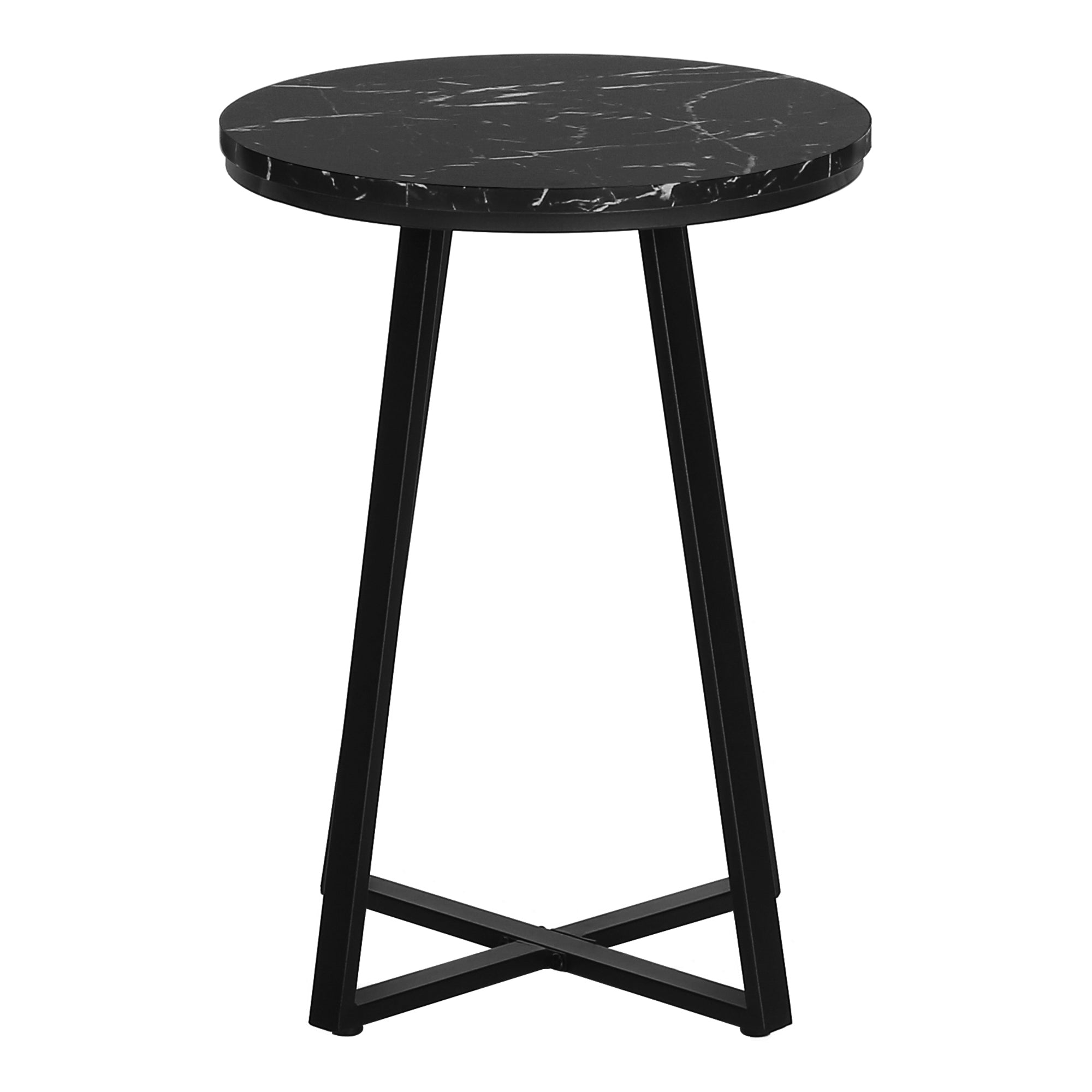 TABLE D'APPOINT - 22"H / MARBRE NOIR / MÉTAL NOIR #I 2179