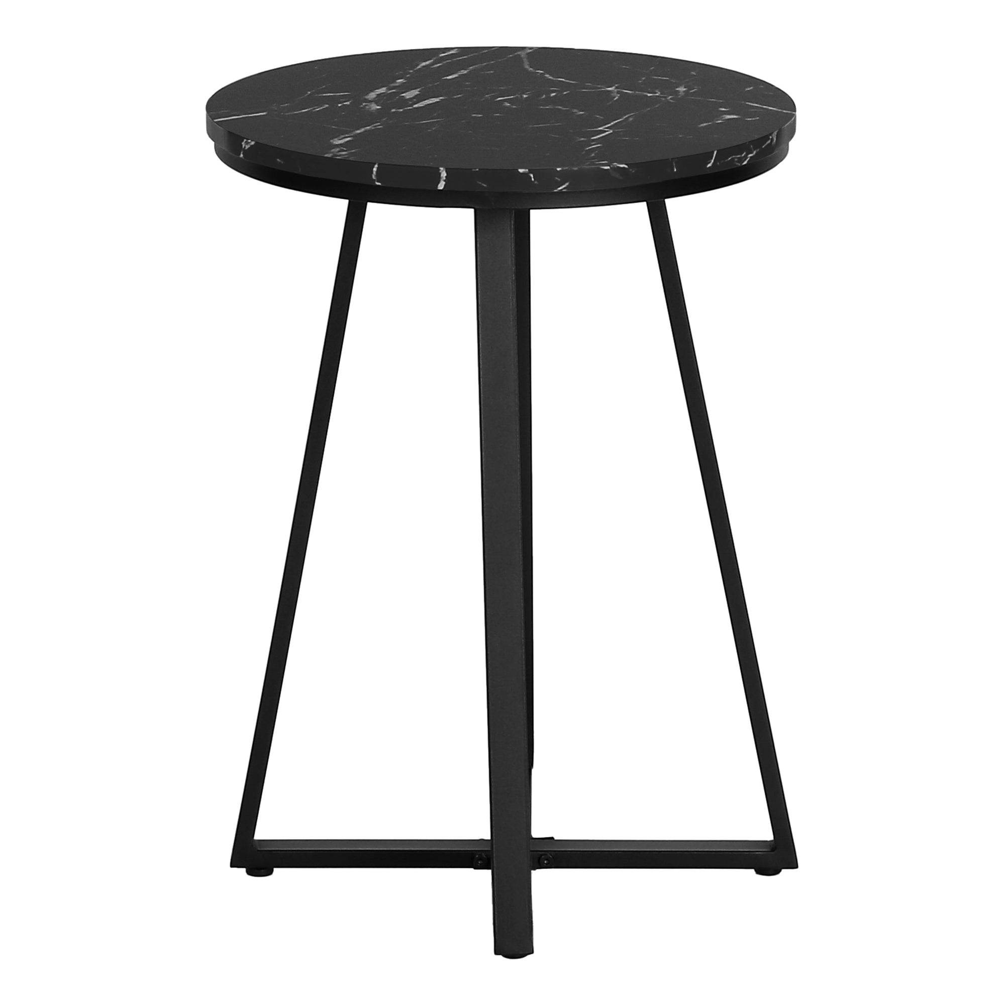 TABLE D'APPOINT - 22"H / MARBRE NOIR / MÉTAL NOIR #I 2179