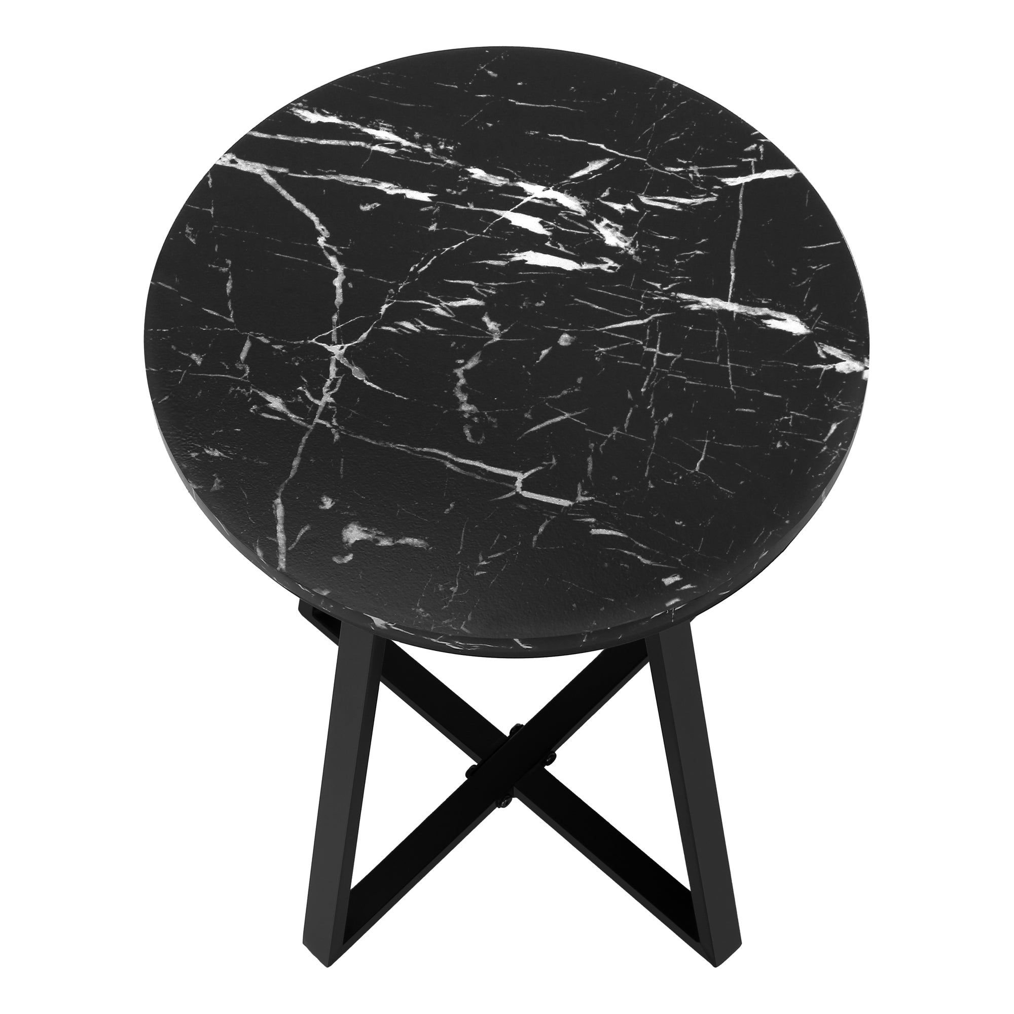 TABLE D'APPOINT - 22"H / MARBRE NOIR / MÉTAL NOIR #I 2179