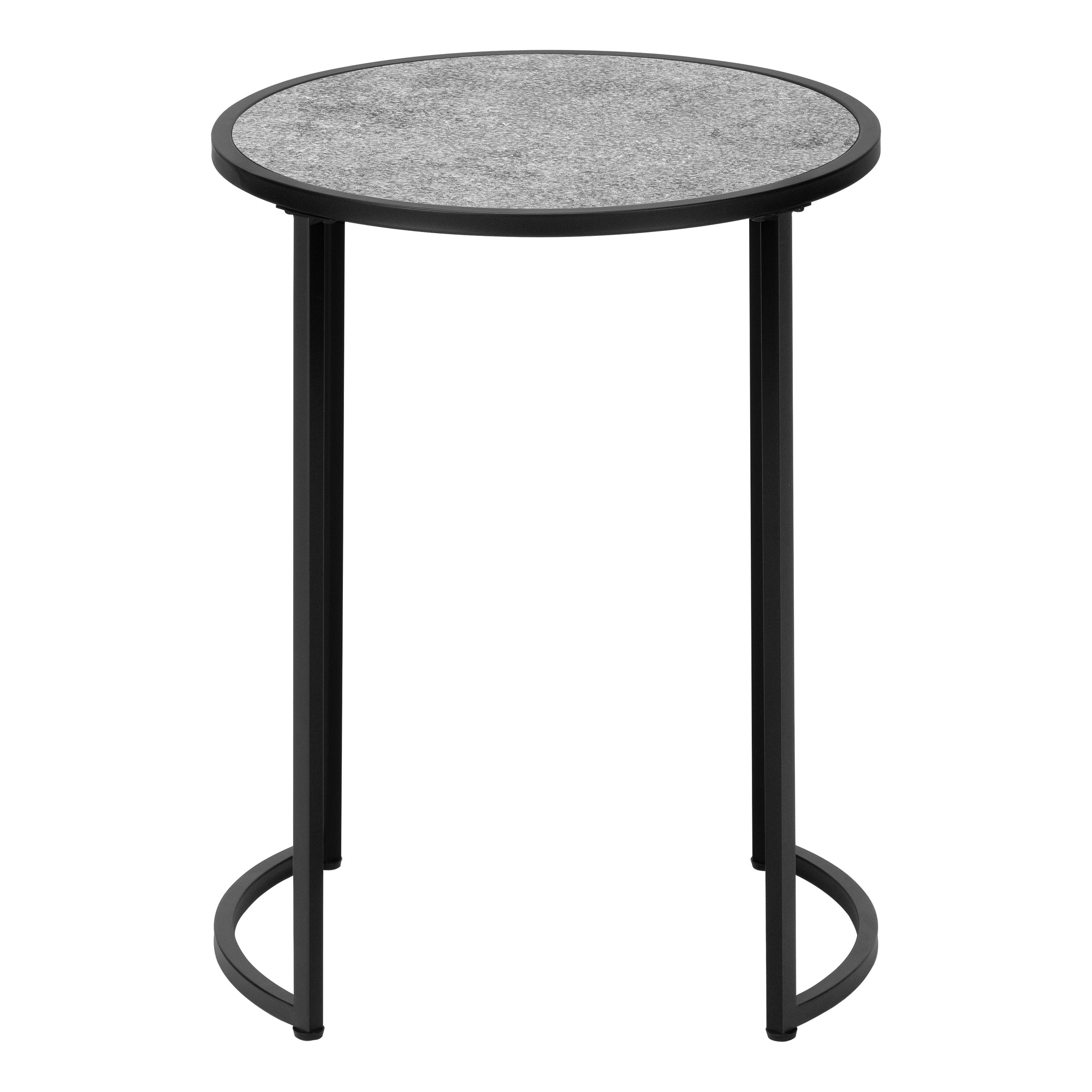 TABLE D'APPOINT - 24"H / ASPECT PIERRE GRISE / MÉTAL NOIR #I 2206