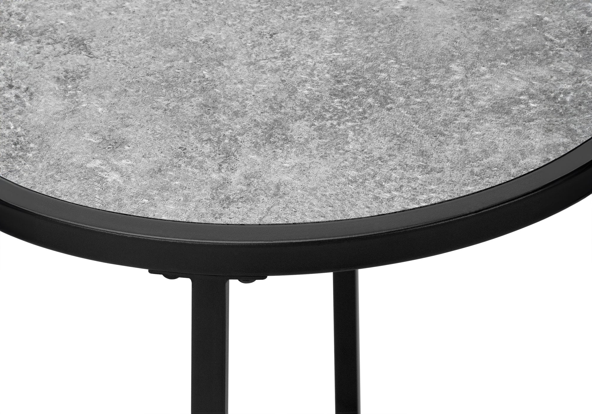 TABLE D'APPOINT - 24"H / ASPECT PIERRE GRISE / MÉTAL NOIR #I 2206