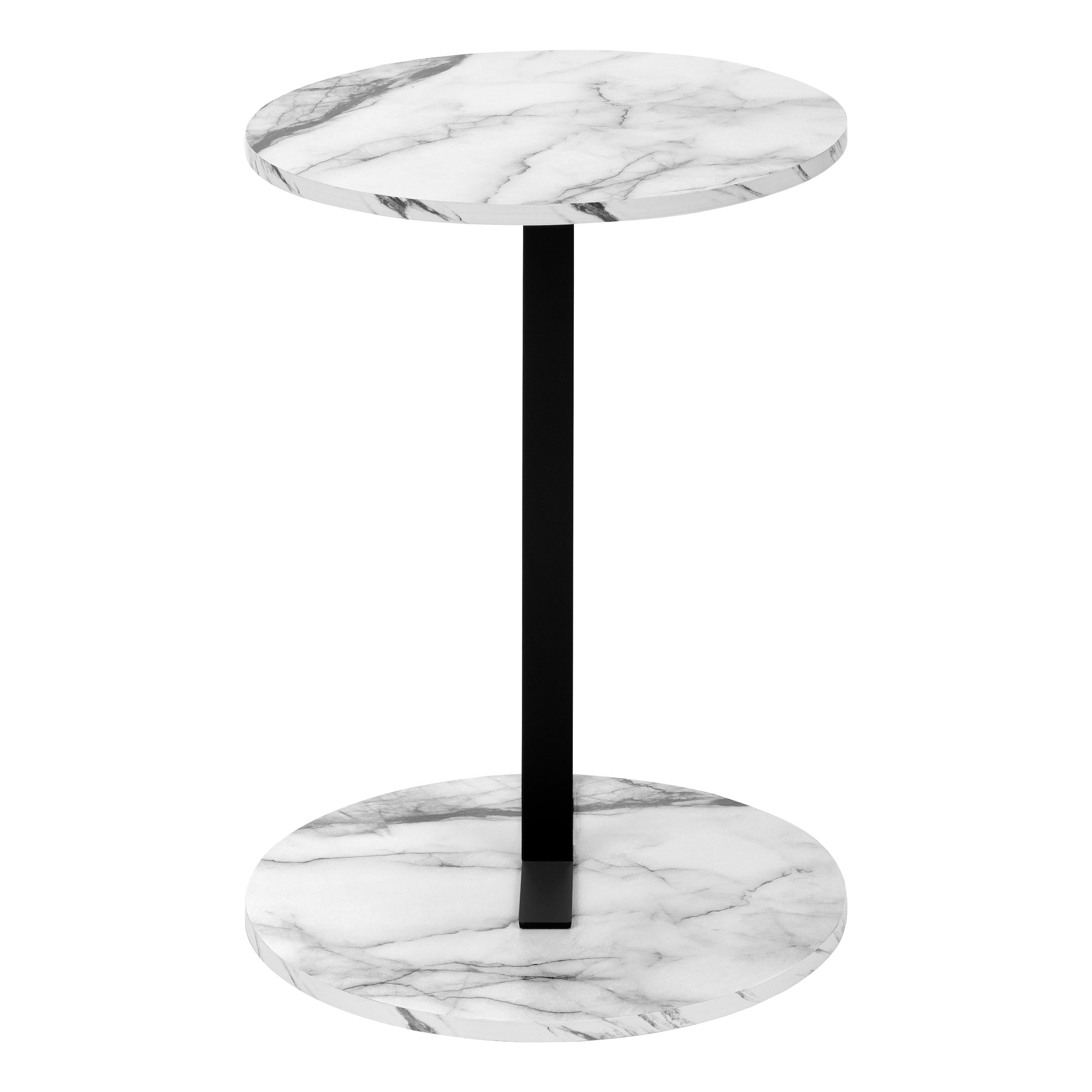 NIGHTSTAND - 24"H / WHITE MARBLE-LOOK / BLACK METAL #I 2210