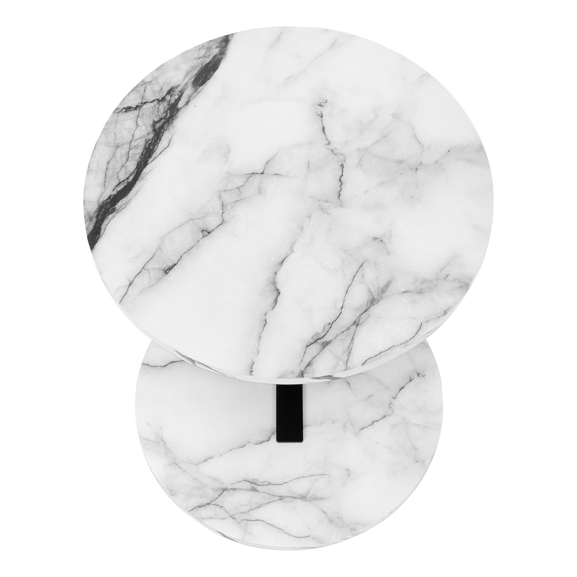 NIGHTSTAND - 24"H / WHITE MARBLE-LOOK / BLACK METAL #I 2210