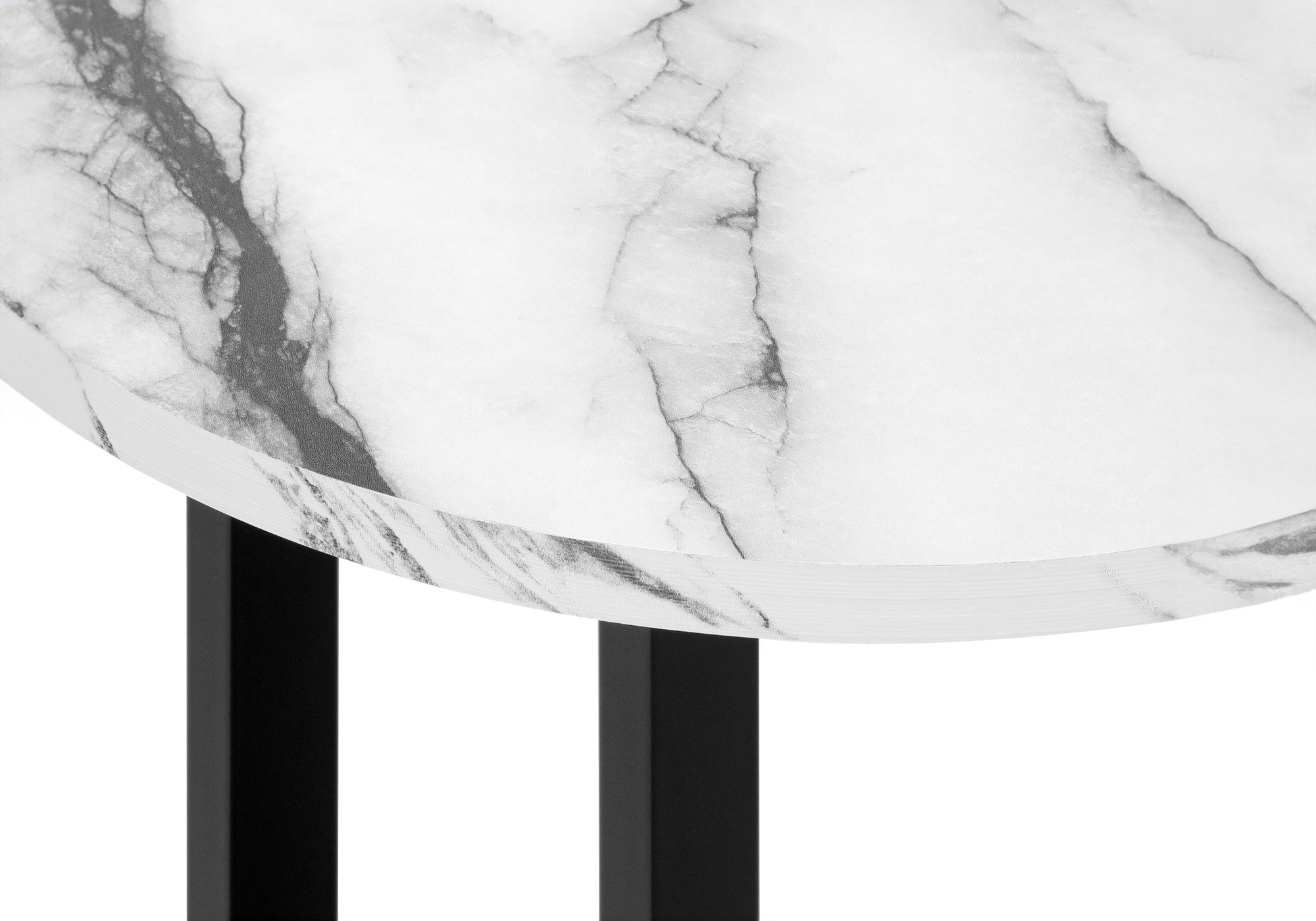 NIGHTSTAND - 24"H / WHITE MARBLE-LOOK / BLACK METAL #I 2210