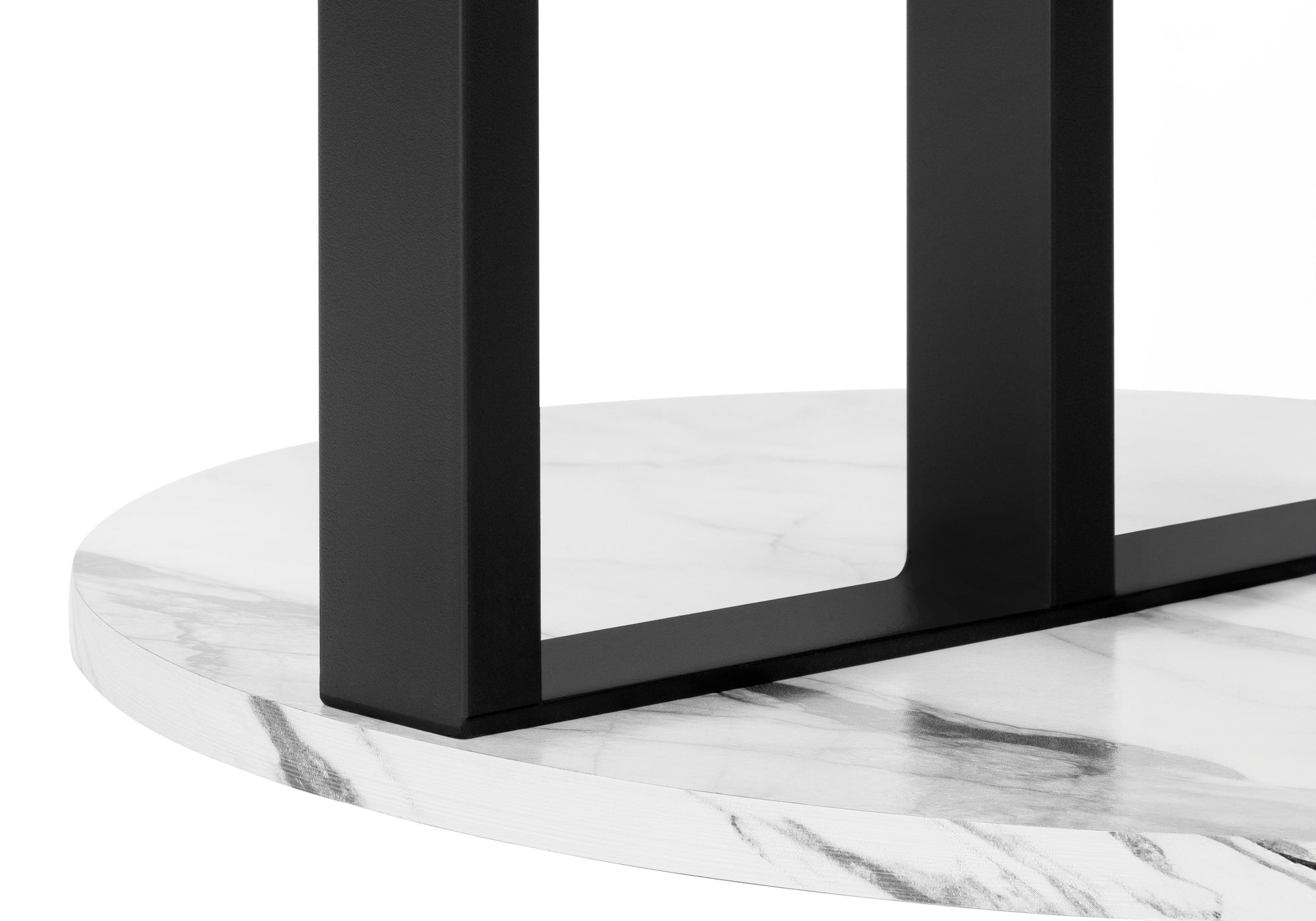 NIGHTSTAND - 24"H / WHITE MARBLE-LOOK / BLACK METAL #I 2210