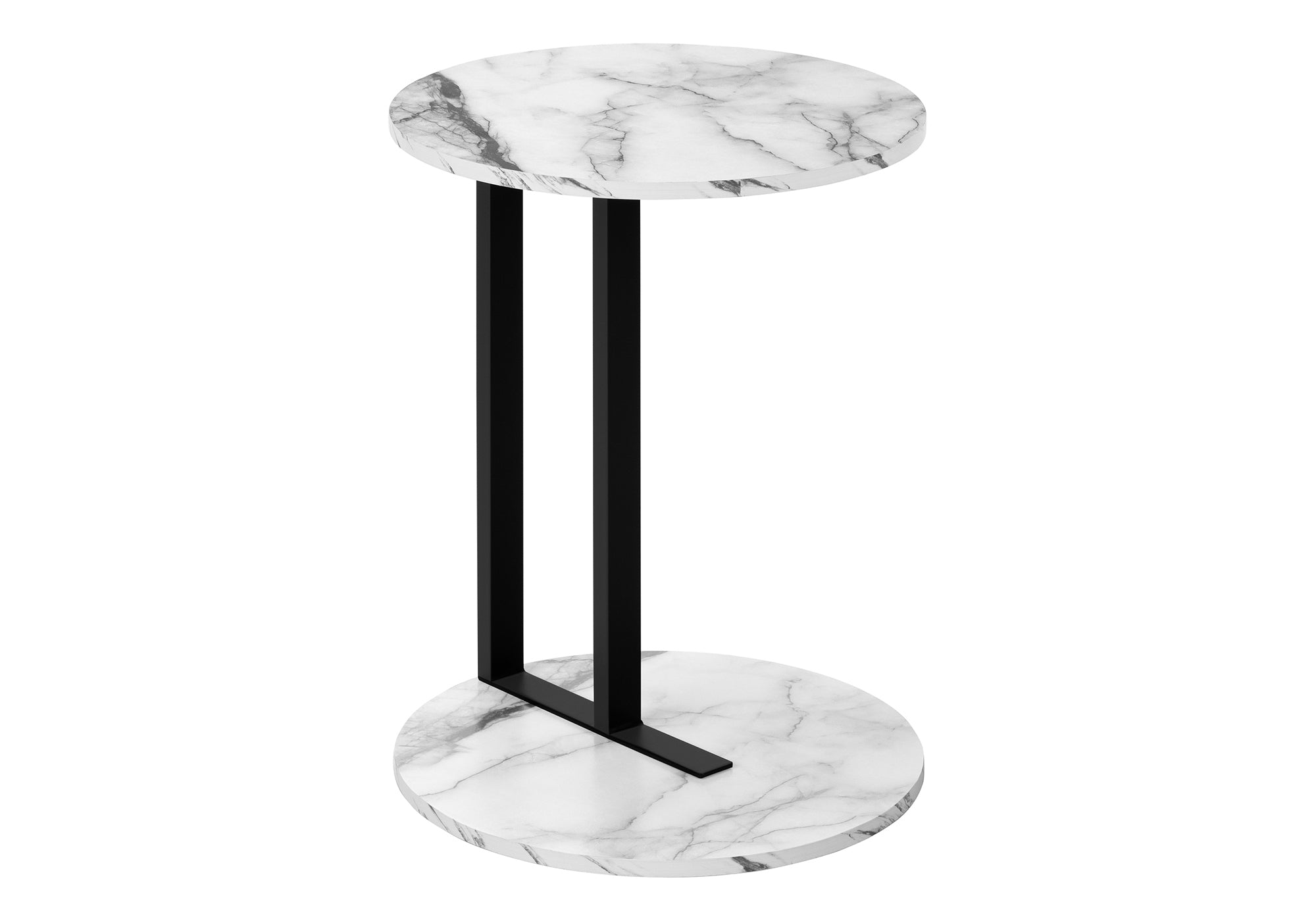 NIGHTSTAND - 24"H / WHITE MARBLE-LOOK / BLACK METAL #I 2210