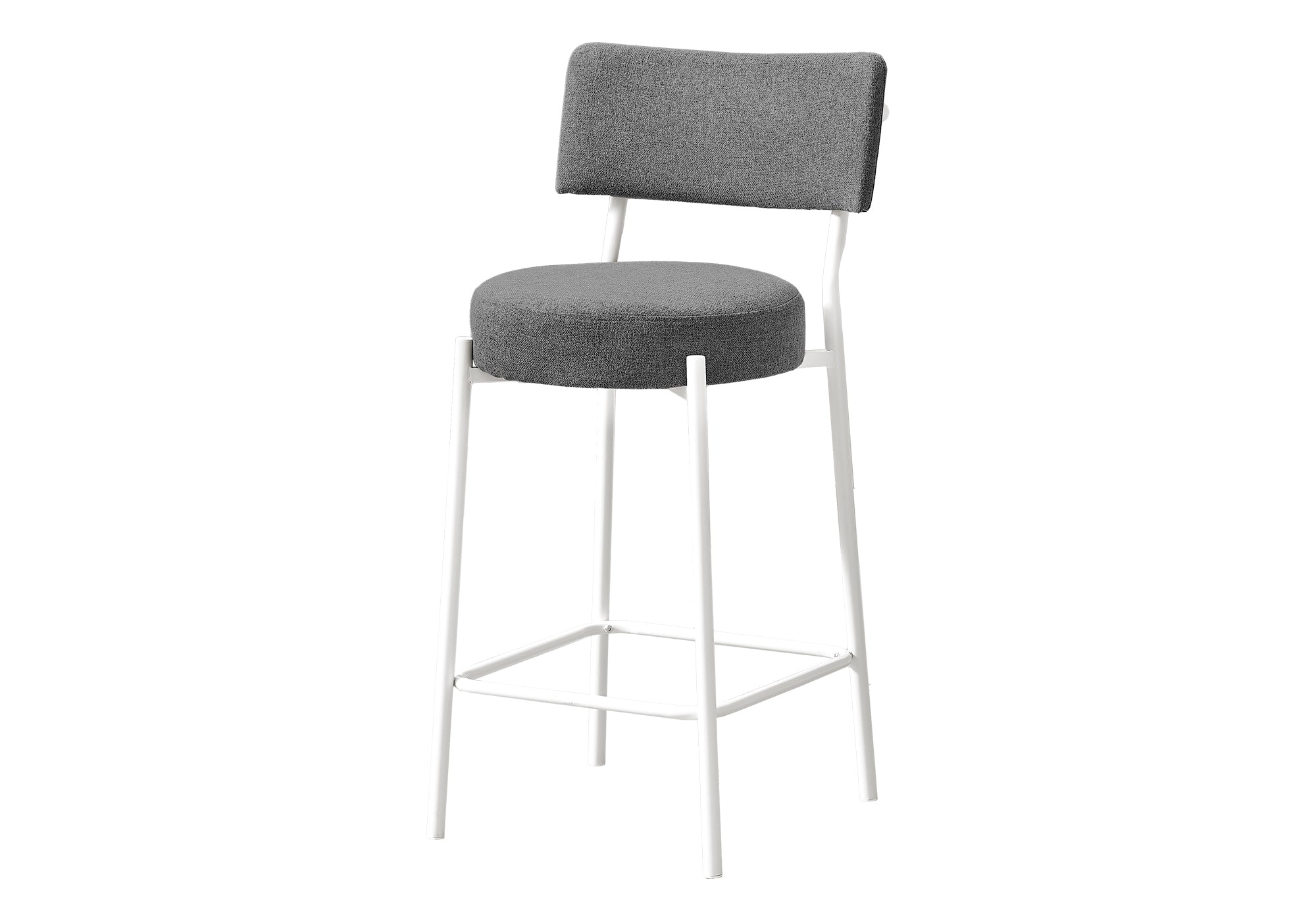 TABOURET DE BAR - 2PCS / 37"H / HAUTEUR DE COMPTOIR EN MÉTAL GRIS/BLANC # I 2247