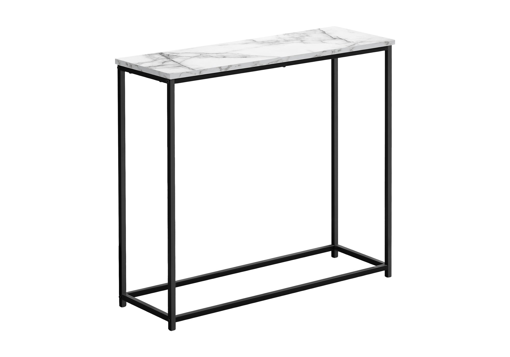 ACCENT TABLE - 32"L / WHITE MARBLE / BLACK METAL CONSOLE #I 2255