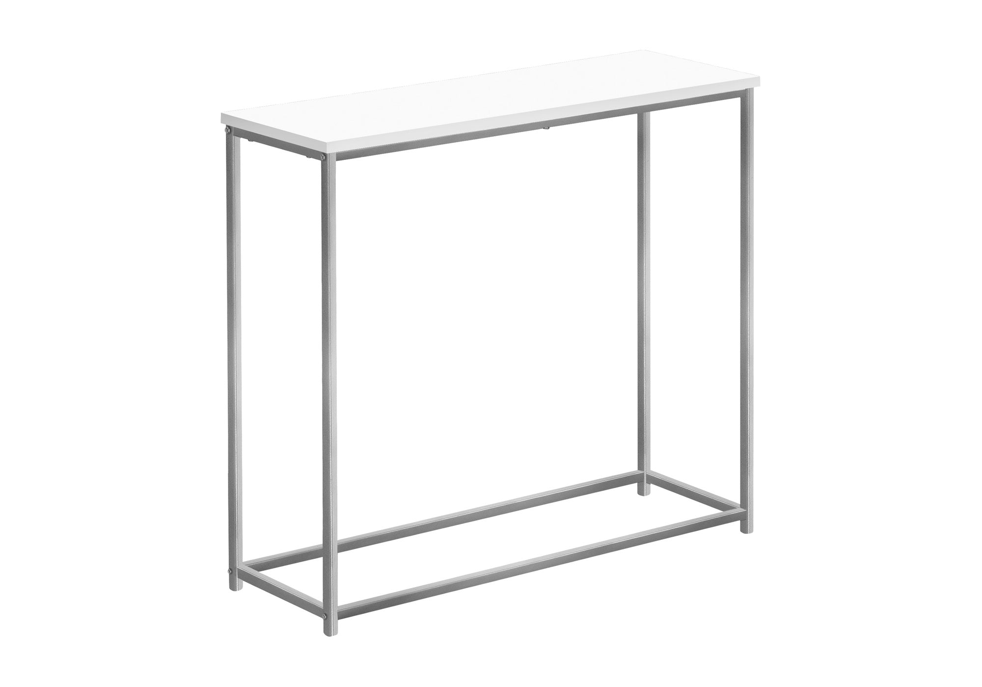 ACCENT TABLE - 32"L / WHITE / SILVER METAL CONSOLE #I 2256