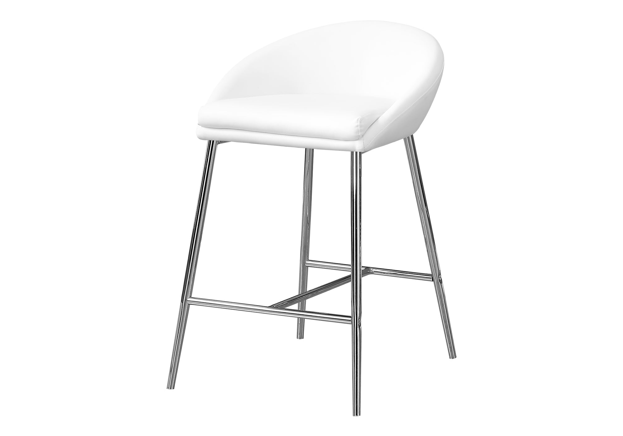 TABOURET DE BAR - 2PCS / BLANC / BASE CHROMÉE / HAUTEUR DE COMPTOIR # I 2296