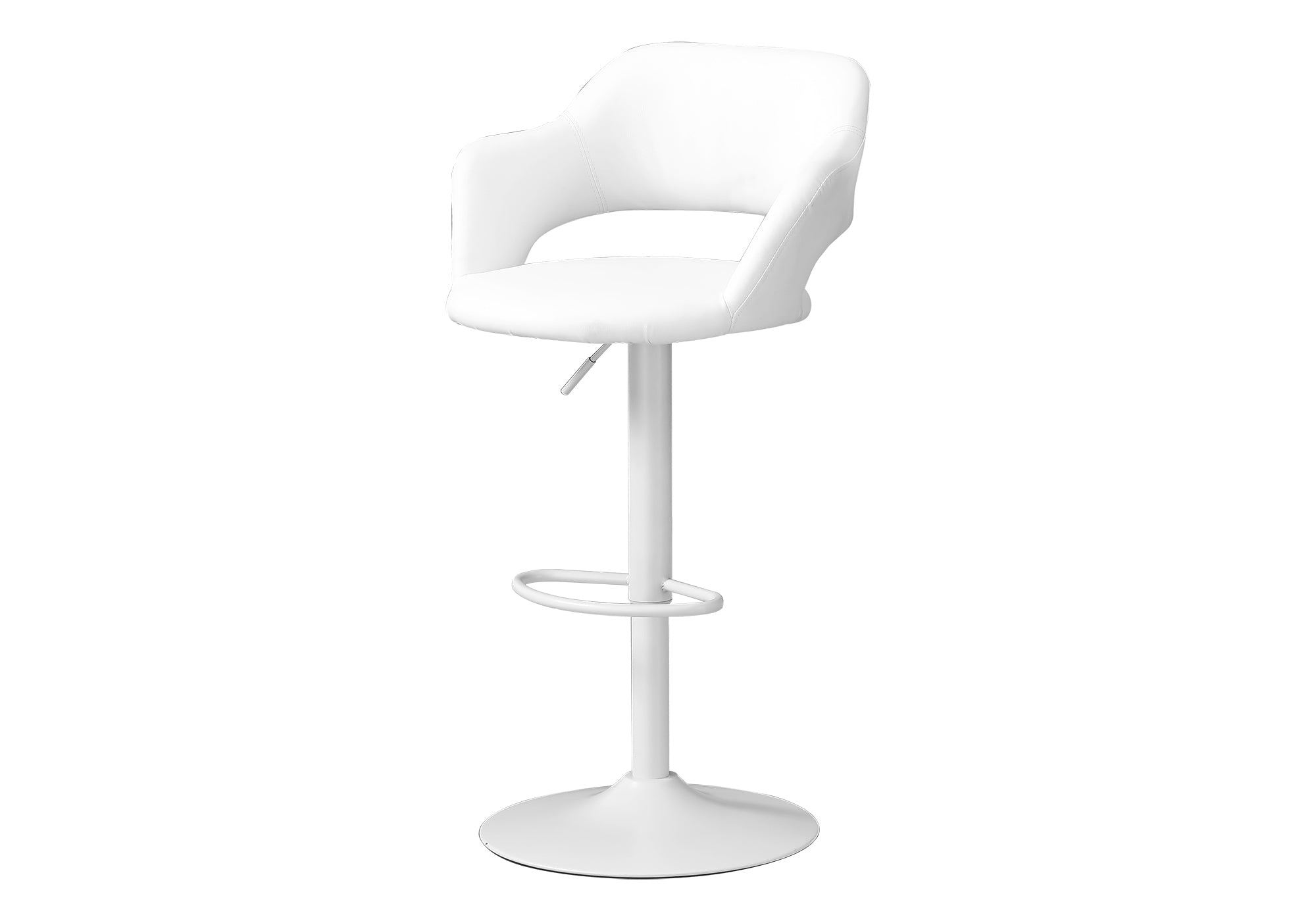 TABOURET DE BAR - BLANC / MÉTAL BLANC À ÉLÉVATION HYDRAULIQUE # I 2382