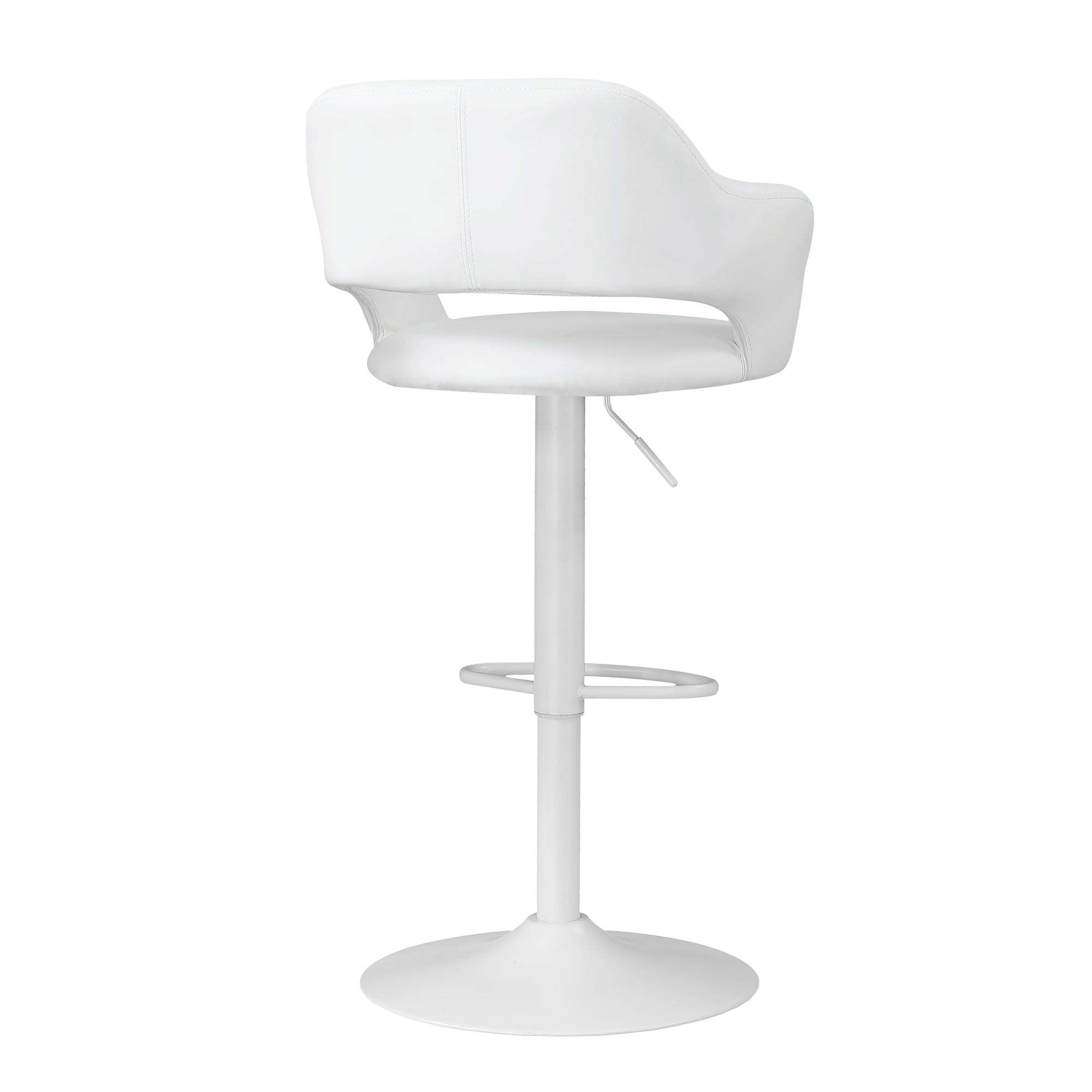 TABOURET DE BAR - BLANC / MÉTAL BLANC À ÉLÉVATION HYDRAULIQUE # I 2382