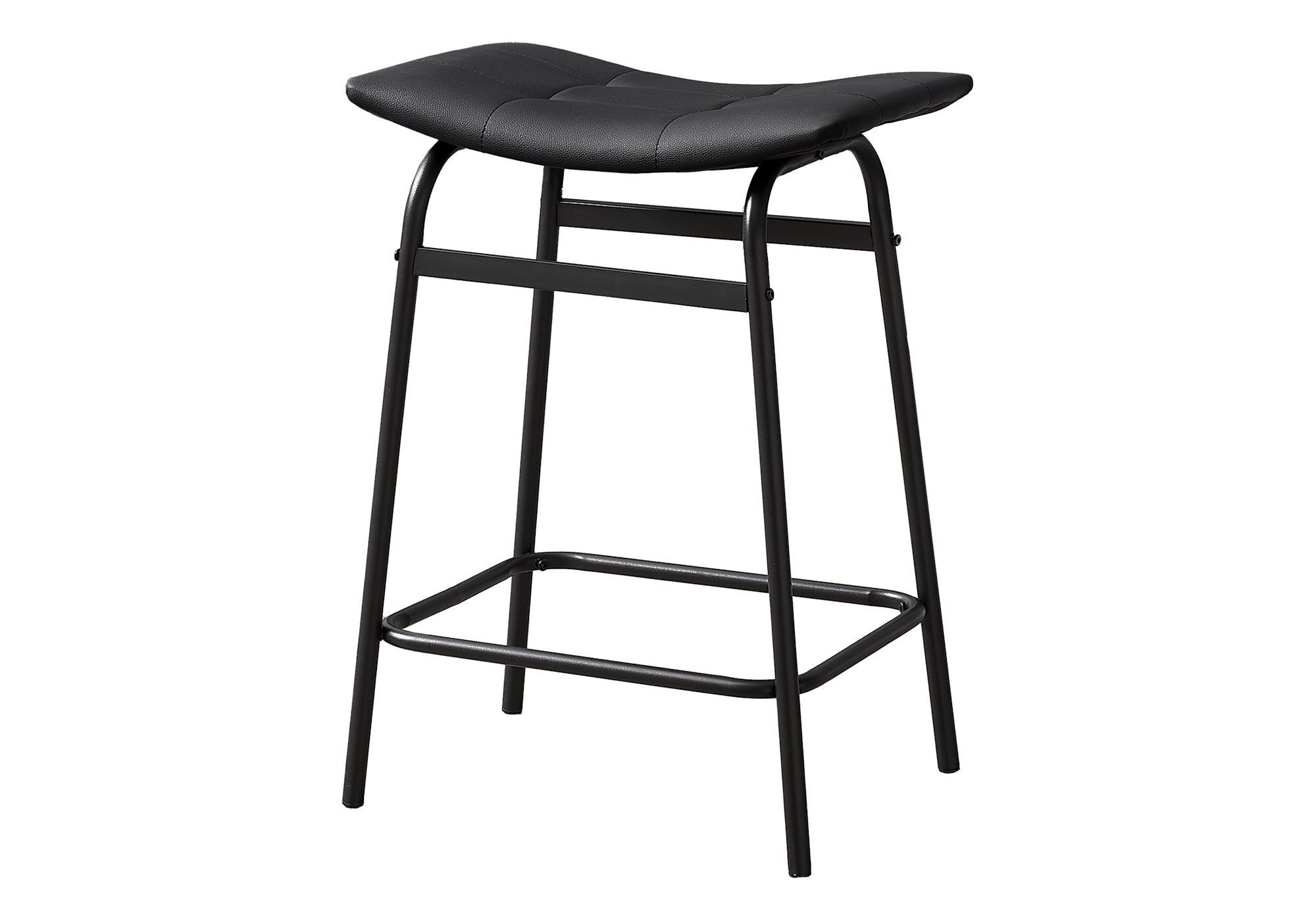 TABOURET DE BAR - 2PCS / PU NOIR / HAUTEUR DE COMPTOIR EN MÉTAL NOIR # I 2384