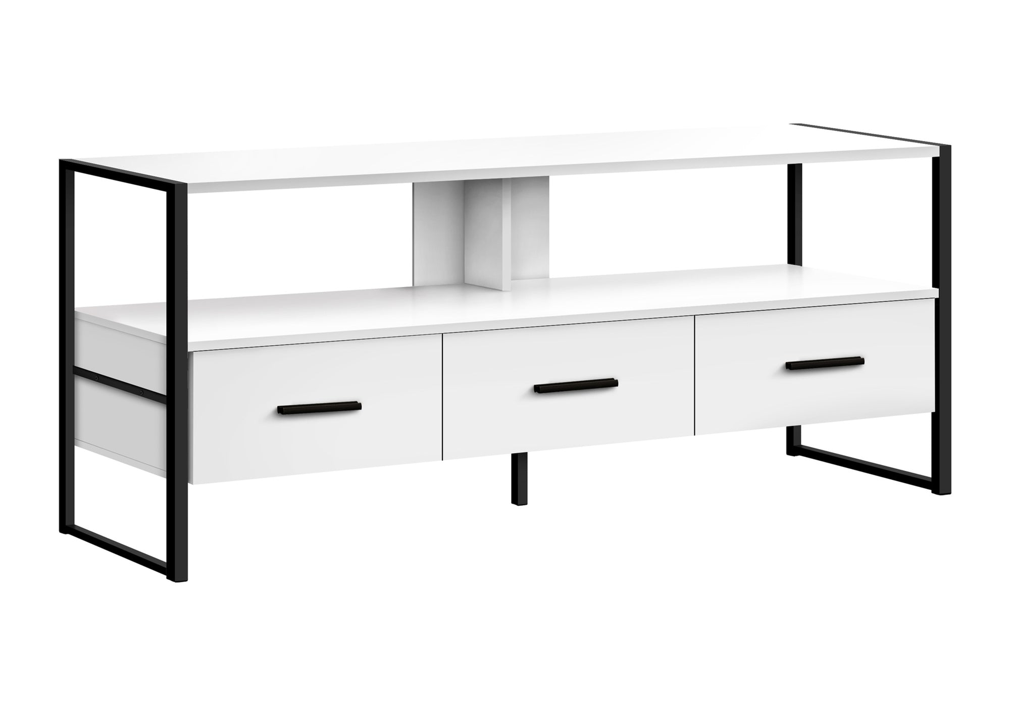 TV STAND - 48"L / WHITE / BLACK METAL # I 2615