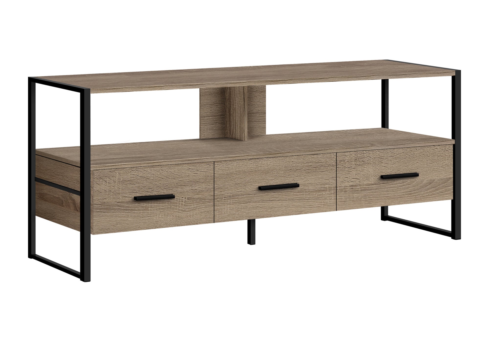 TV STAND - 48"L / DARK TAUPE / BLACK METAL # I 2618