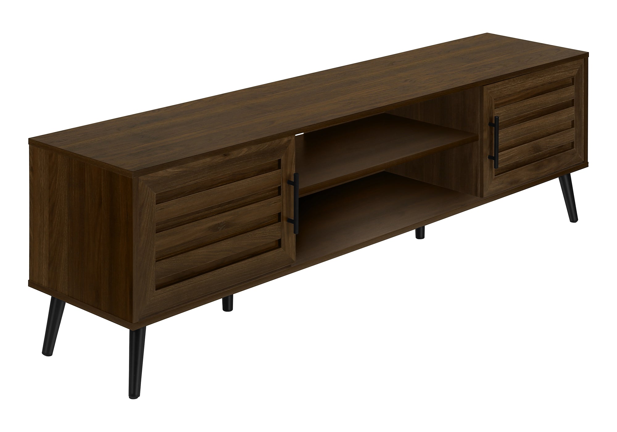 TV STAND - 72"L / BROWN WOOD-LOOK WITH 2 DOORS # I 2717