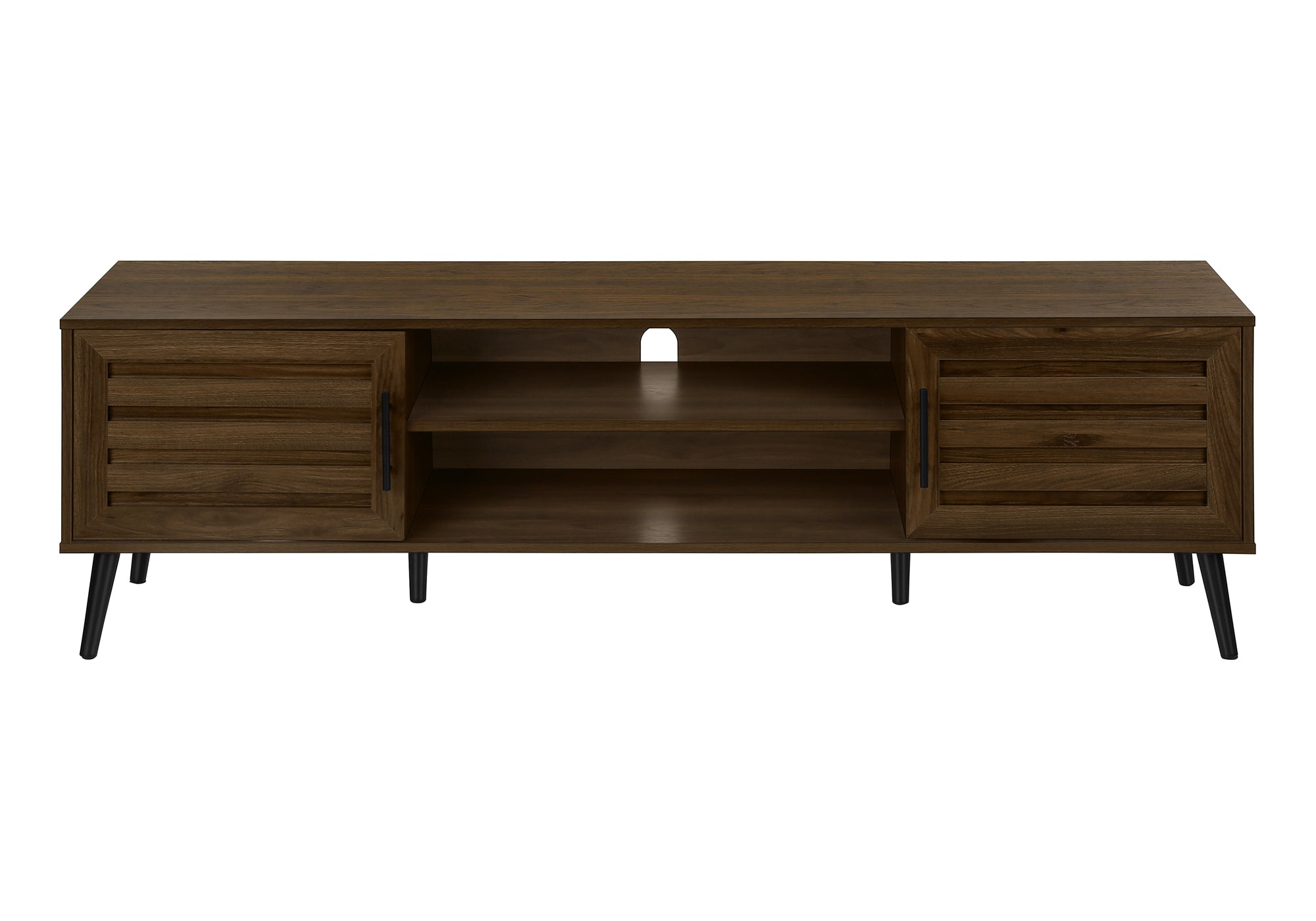 TV STAND - 72"L / BROWN WOOD-LOOK WITH 2 DOORS # I 2717