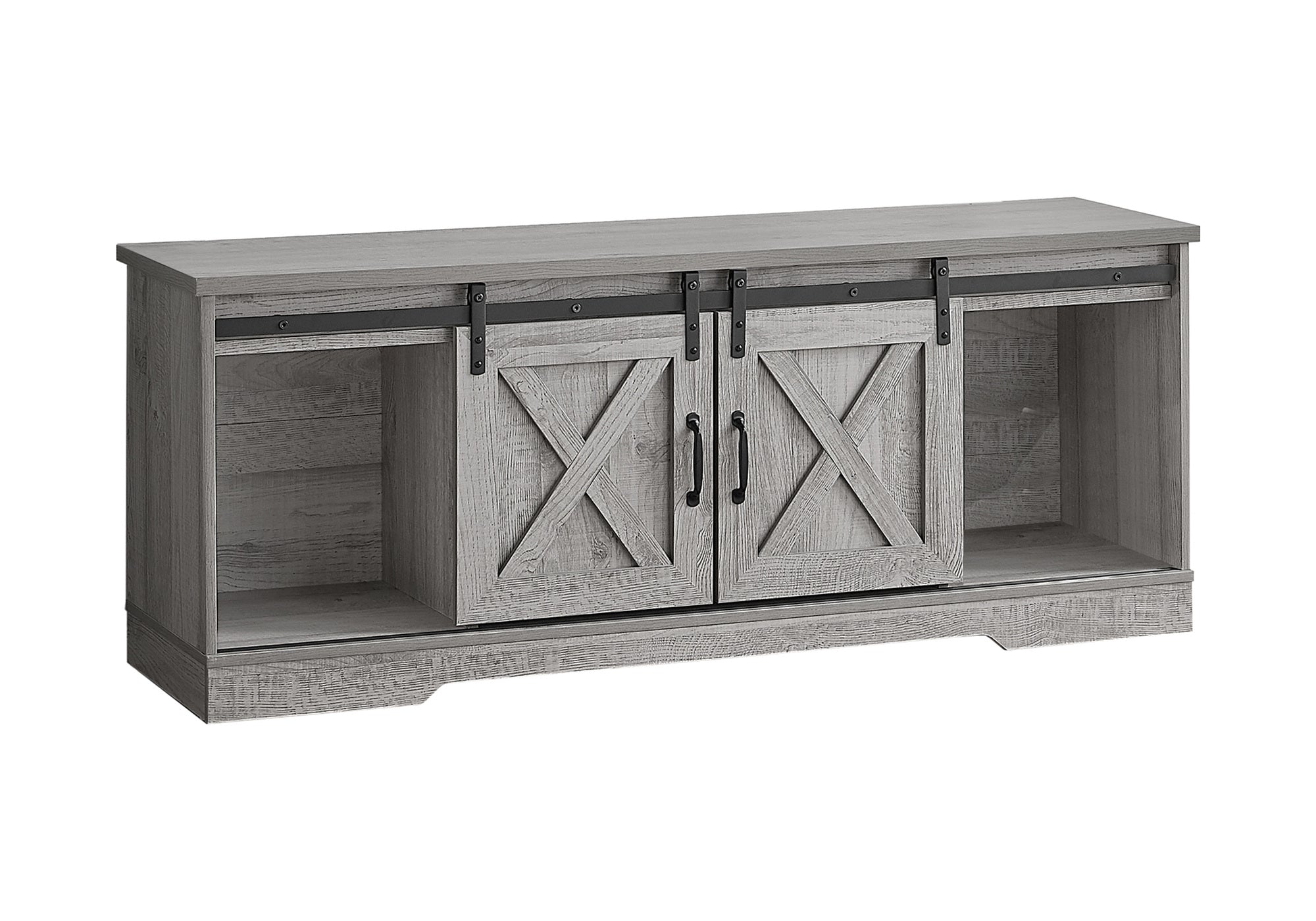 TV STAND - 60"L / GREY WITH 2 SLIDING DOORS # I 2747