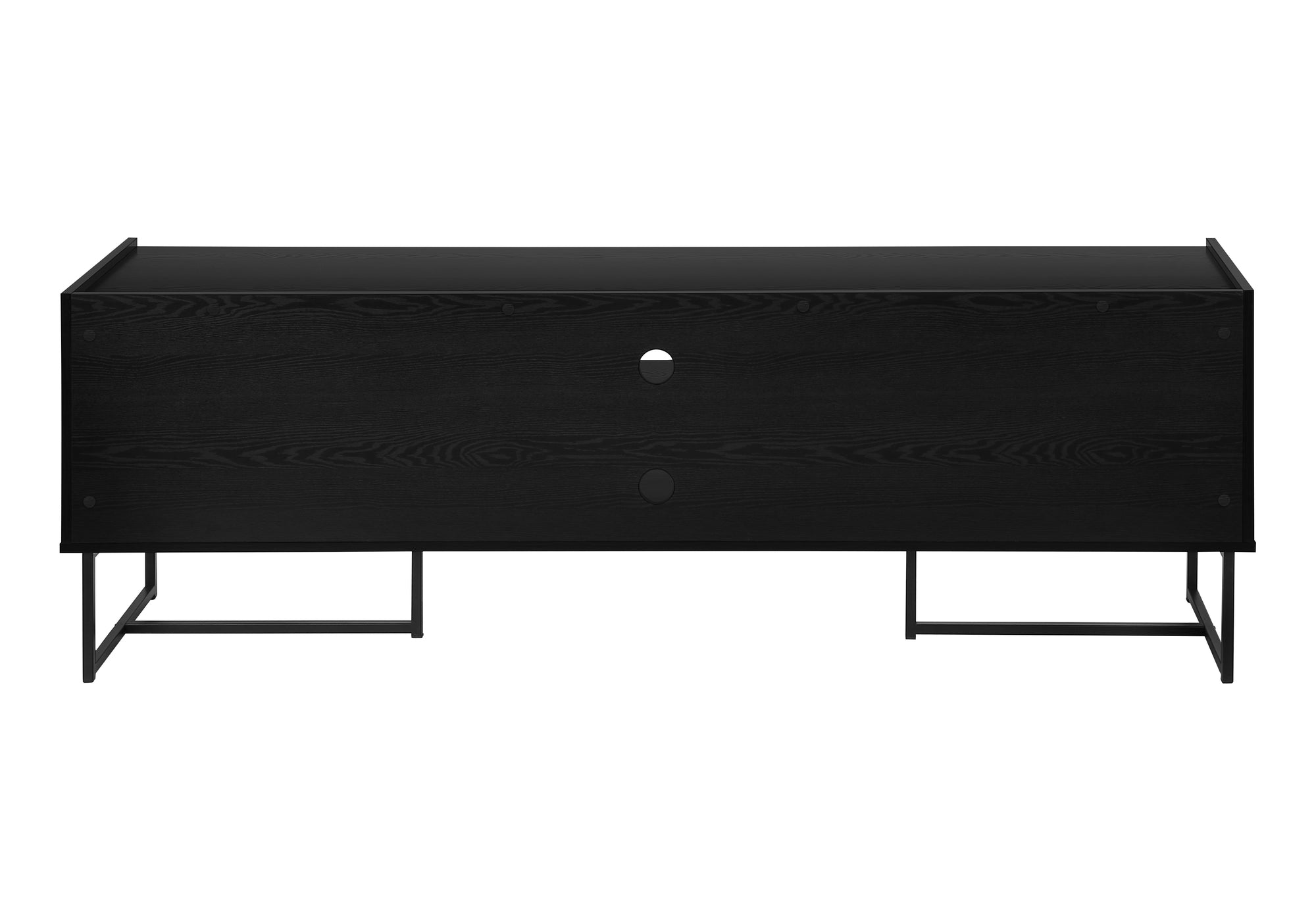 TV STAND - 72"L / BLACK  / METAL WITH 2 WOOD-LOOK DOORS # I 2752