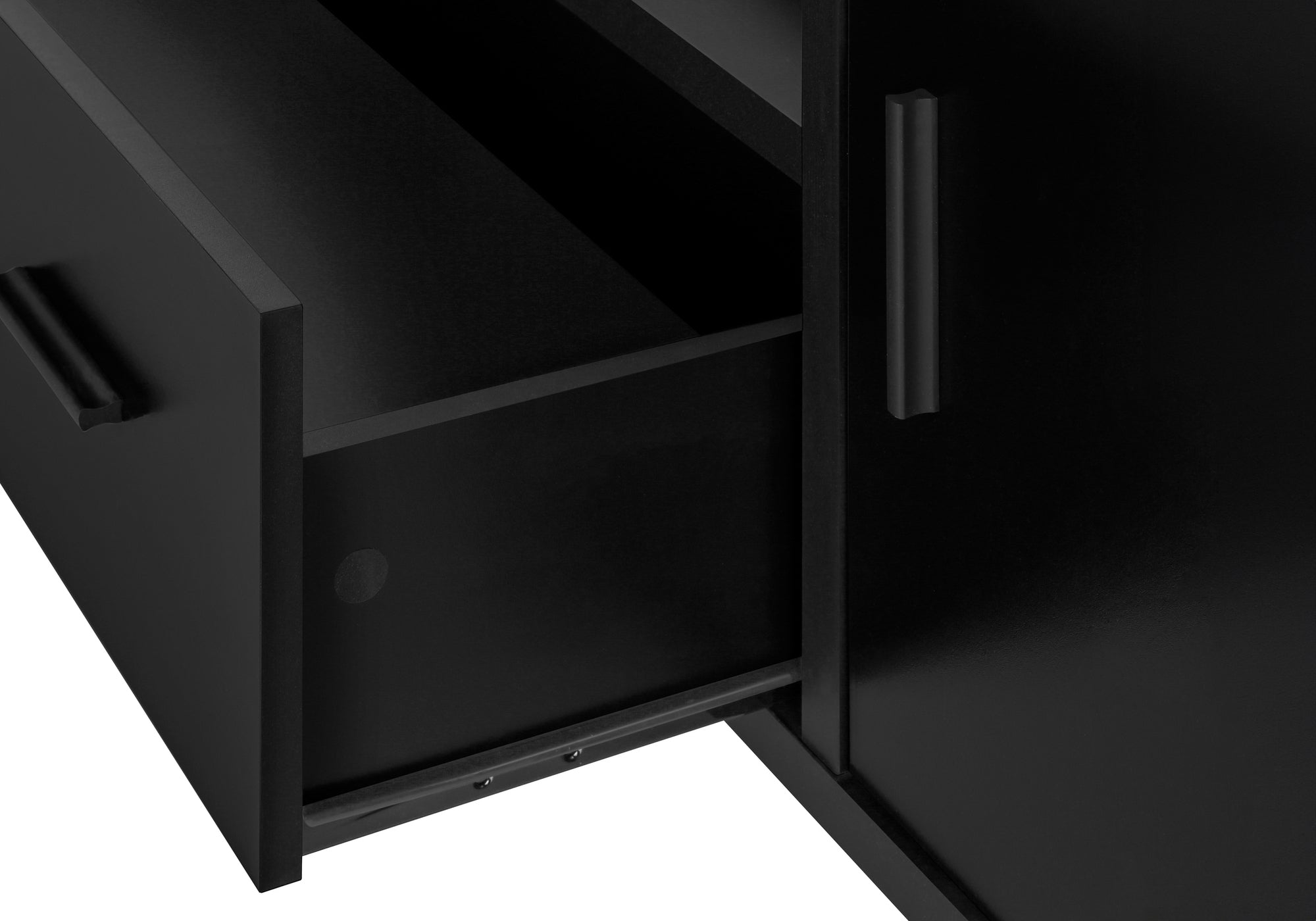 TV STAND - 48"L / BLACK / GREY TOP WITH STORAGE # I 2801