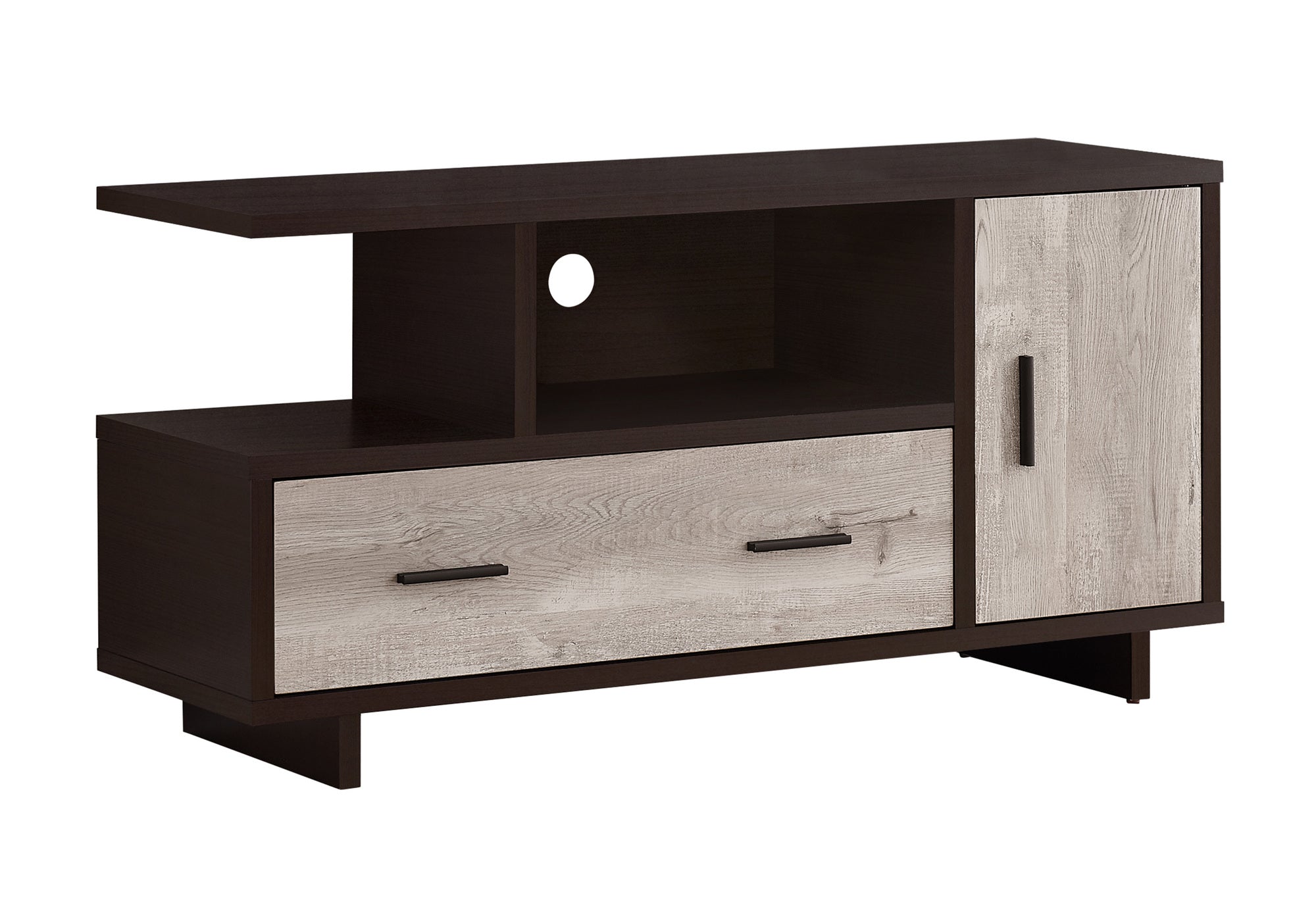 TV STAND - 48"L / ESPRESSO / TAUPE RECLAIMED WOOD-LOOK # I 2805