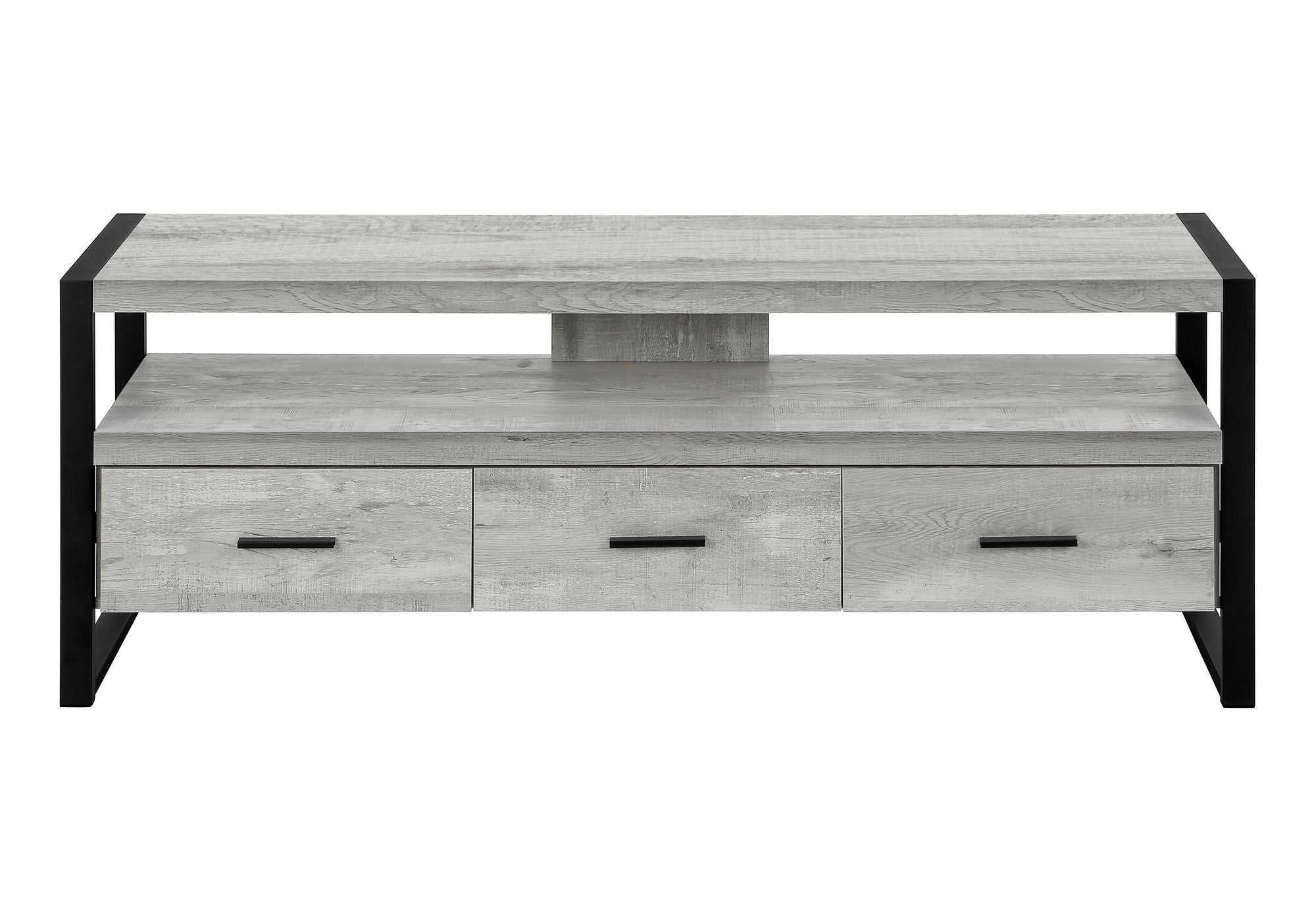 TV STAND - 60"L / GREY RECLAIMED WOOD-LOOK / 3 DRAWERS # I 2821