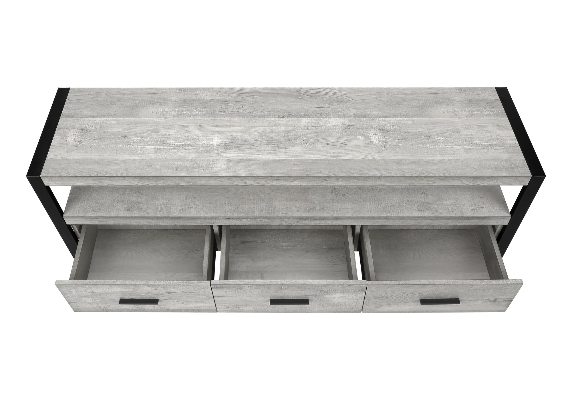 TV STAND - 60"L / GREY RECLAIMED WOOD-LOOK / 3 DRAWERS # I 2821