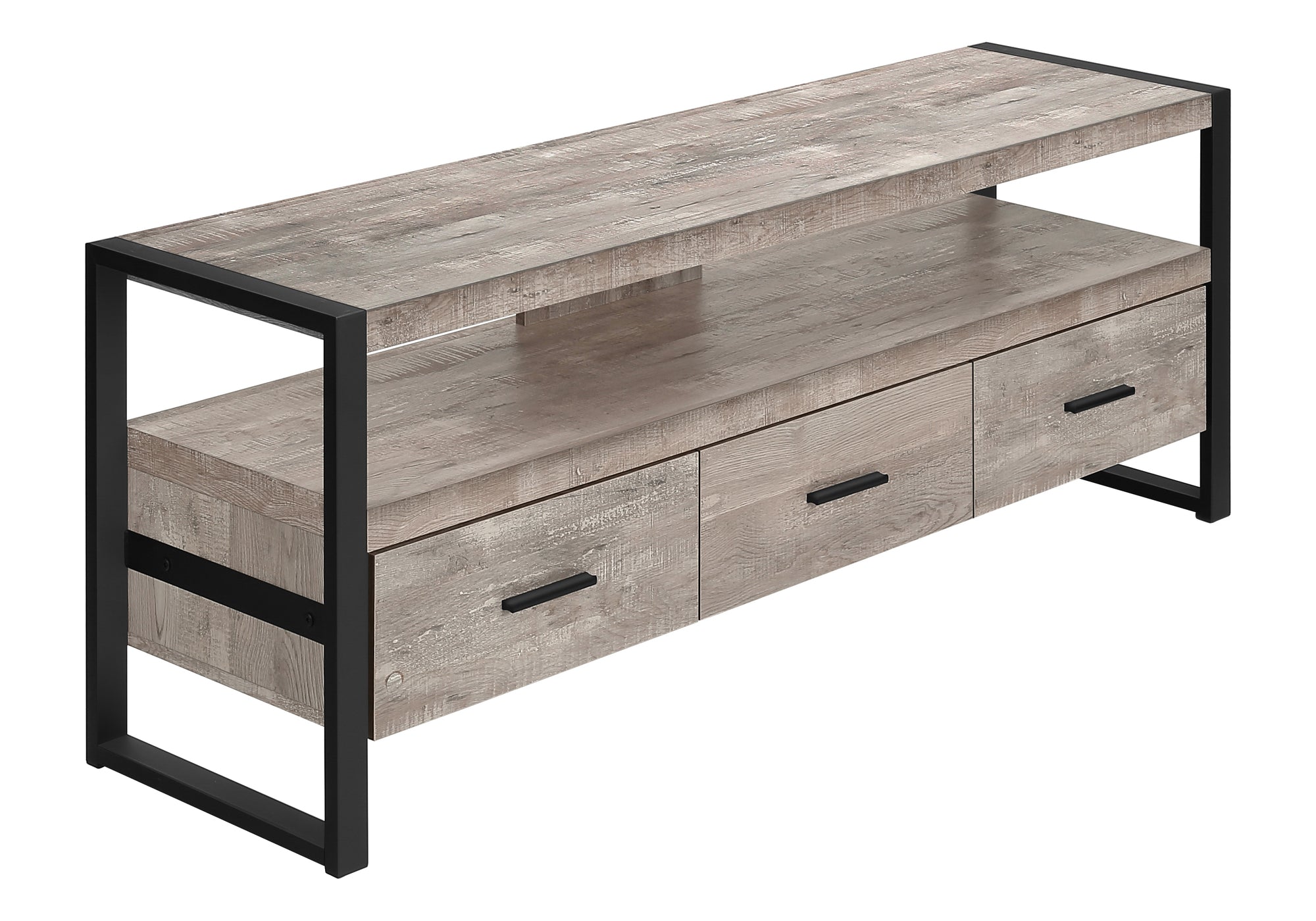 TV STAND - 60"L / TAUPE RECLAIMED WOOD-LOOK / 3 DRAWERS # I 2822