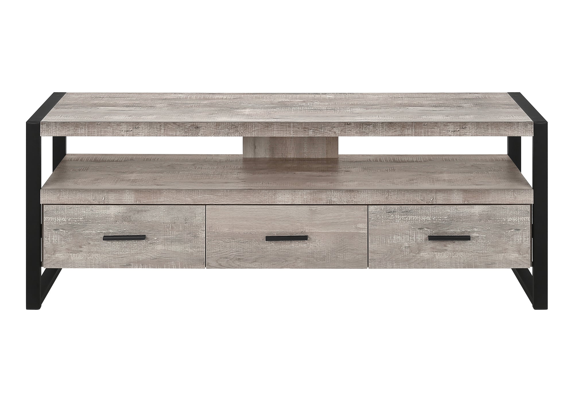 TV STAND - 60"L / TAUPE RECLAIMED WOOD-LOOK / 3 DRAWERS # I 2822