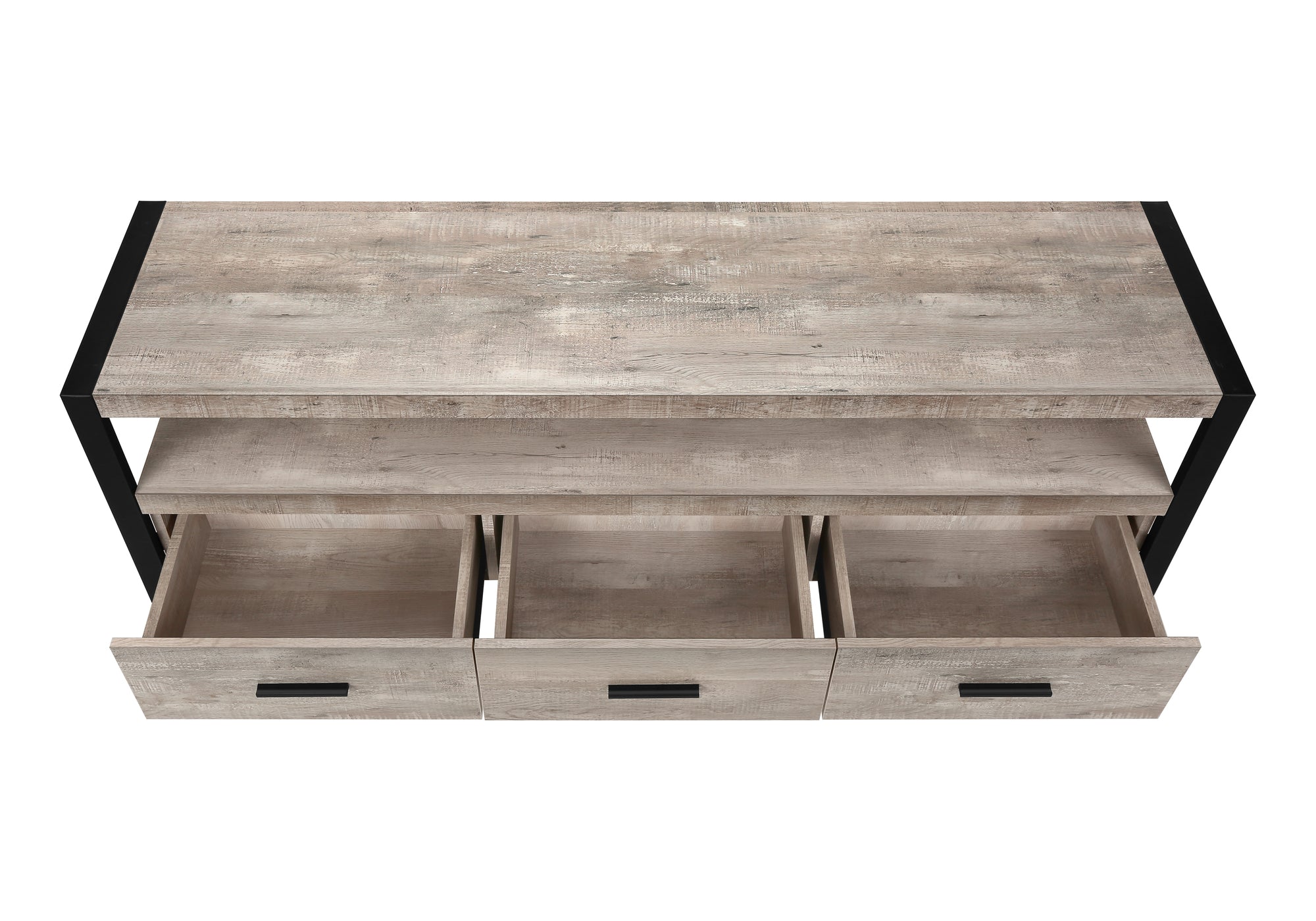 TV STAND - 60"L / TAUPE RECLAIMED WOOD-LOOK / 3 DRAWERS # I 2822