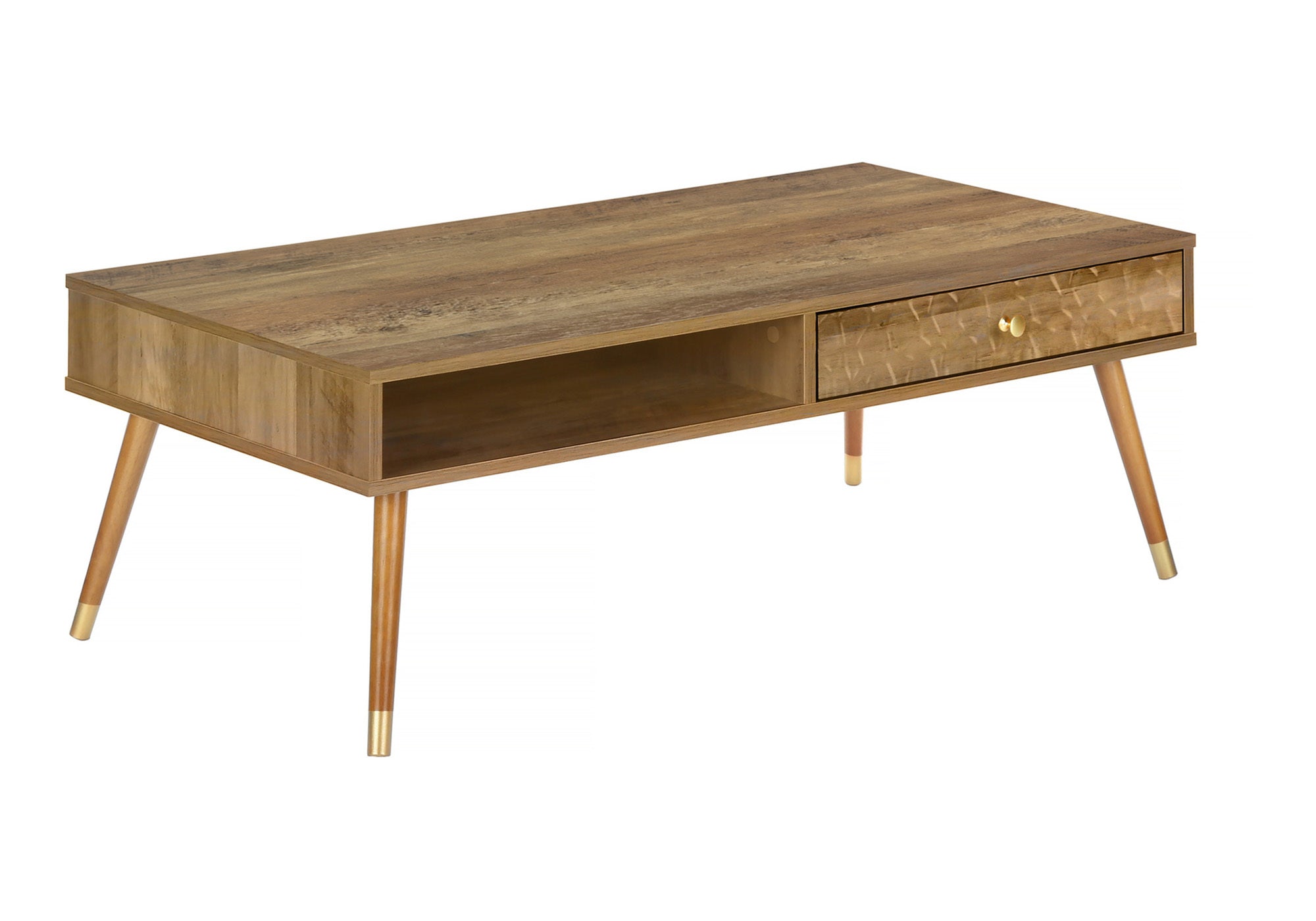 COFFEE TABLE - WALNUT MID-CENTURY WITH A DRAWER # I 2836