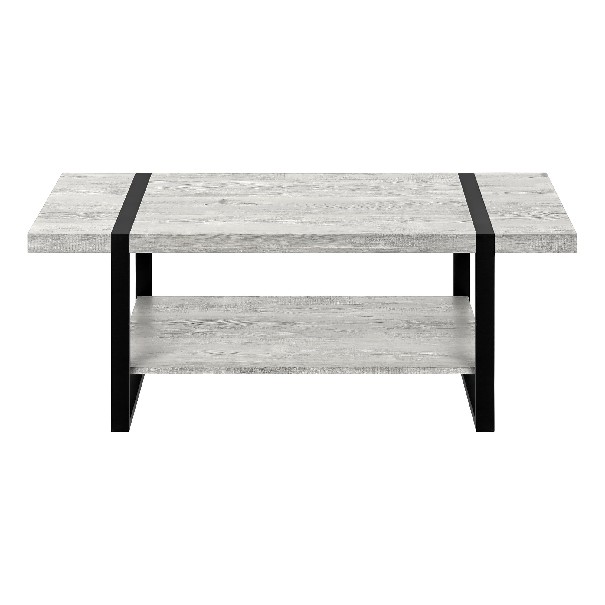 TABLE BASSE - ASPECT BOIS RÉCUPÉRÉ GRIS / MÉTAL NOIR # I 2855